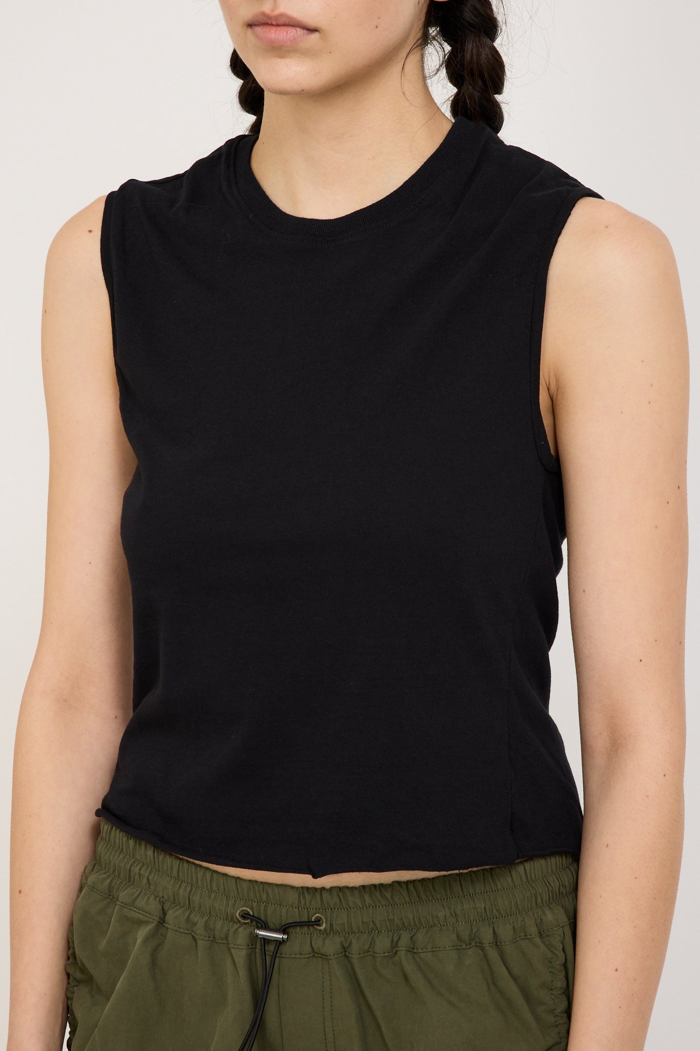 Bassike | Raw Edge Baby Tank Black | Maplestore