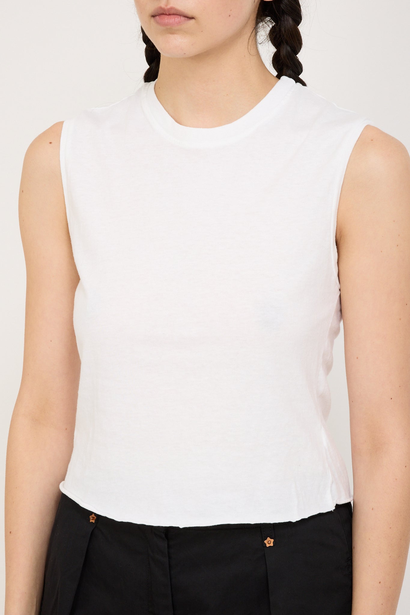 Bassike | Raw Edge Baby Tank White | Maplestore