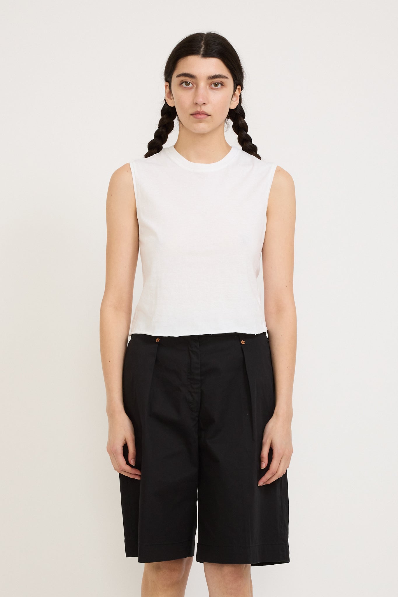 Bassike | Raw Edge Baby Tank White | Maplestore