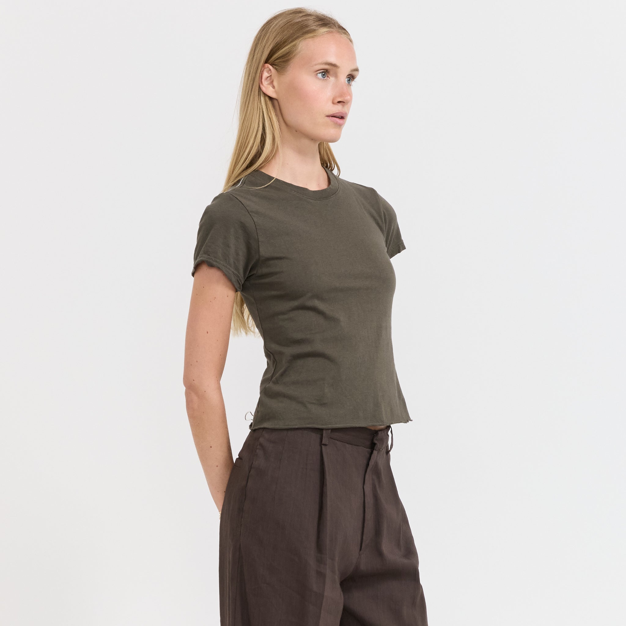 Bassike | Raw Edge Baby T-Shirt Ash | Maplestore