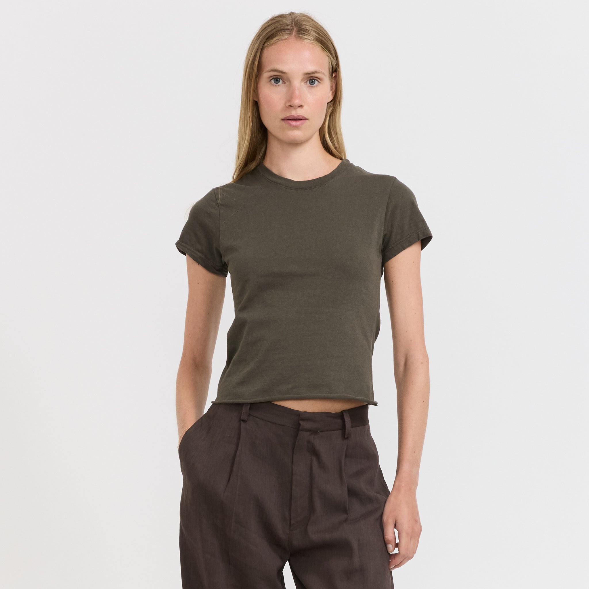 Bassike | Raw Edge Baby T-Shirt Ash | Maplestore