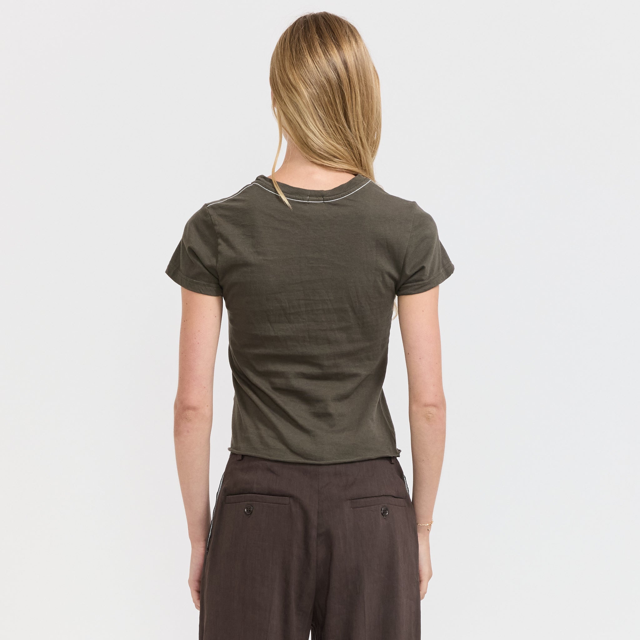 Bassike | Raw Edge Baby T-Shirt Ash | Maplestore