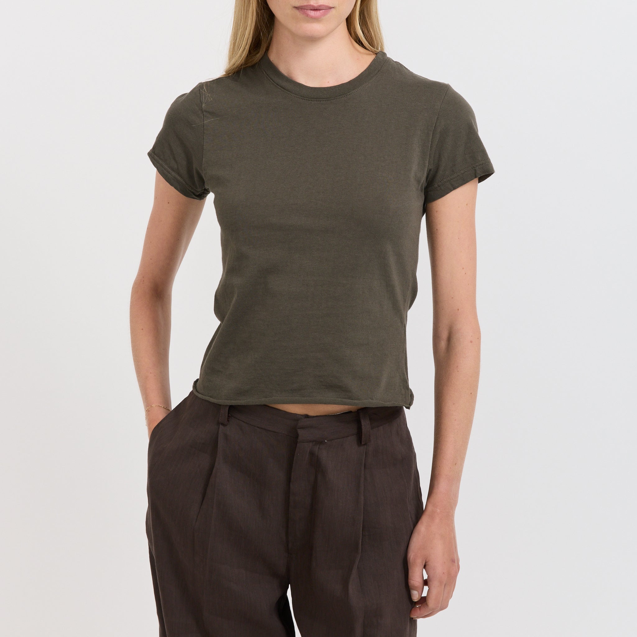 Bassike | Raw Edge Baby T-Shirt Ash | Maplestore