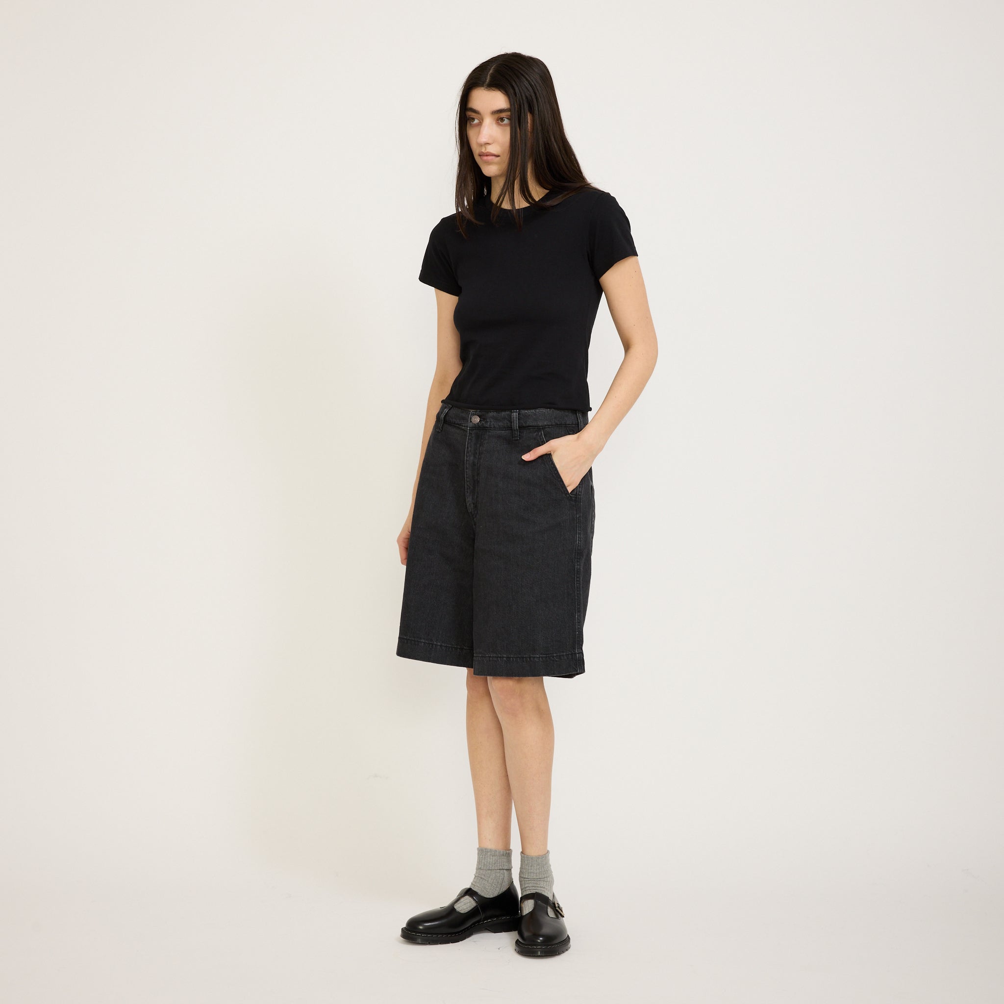 Bassike | Raw Edge Baby T-Shirt Black | Maplestore