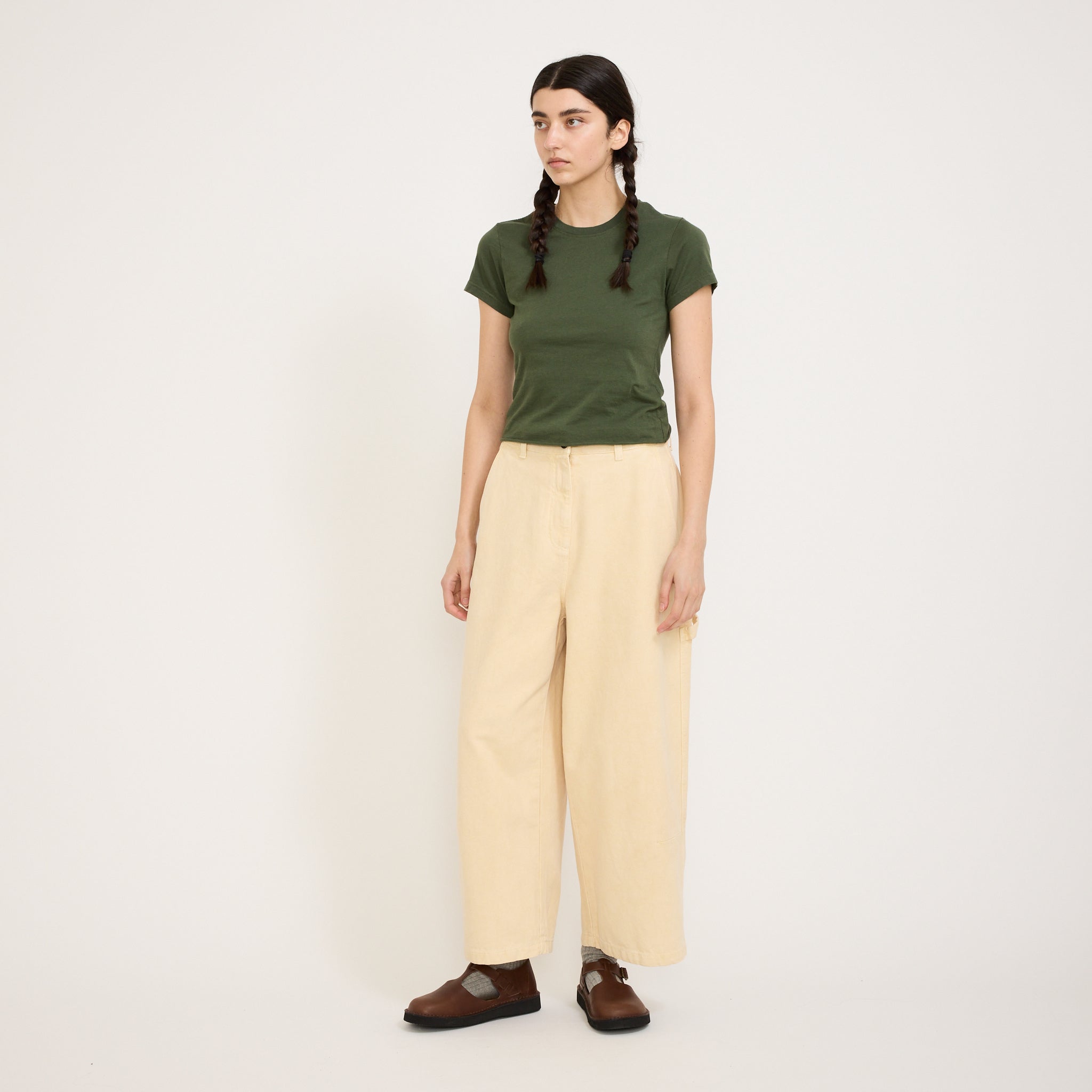 Bassike | Raw Edge Baby T-Shirt Khaki Green | Maplestore