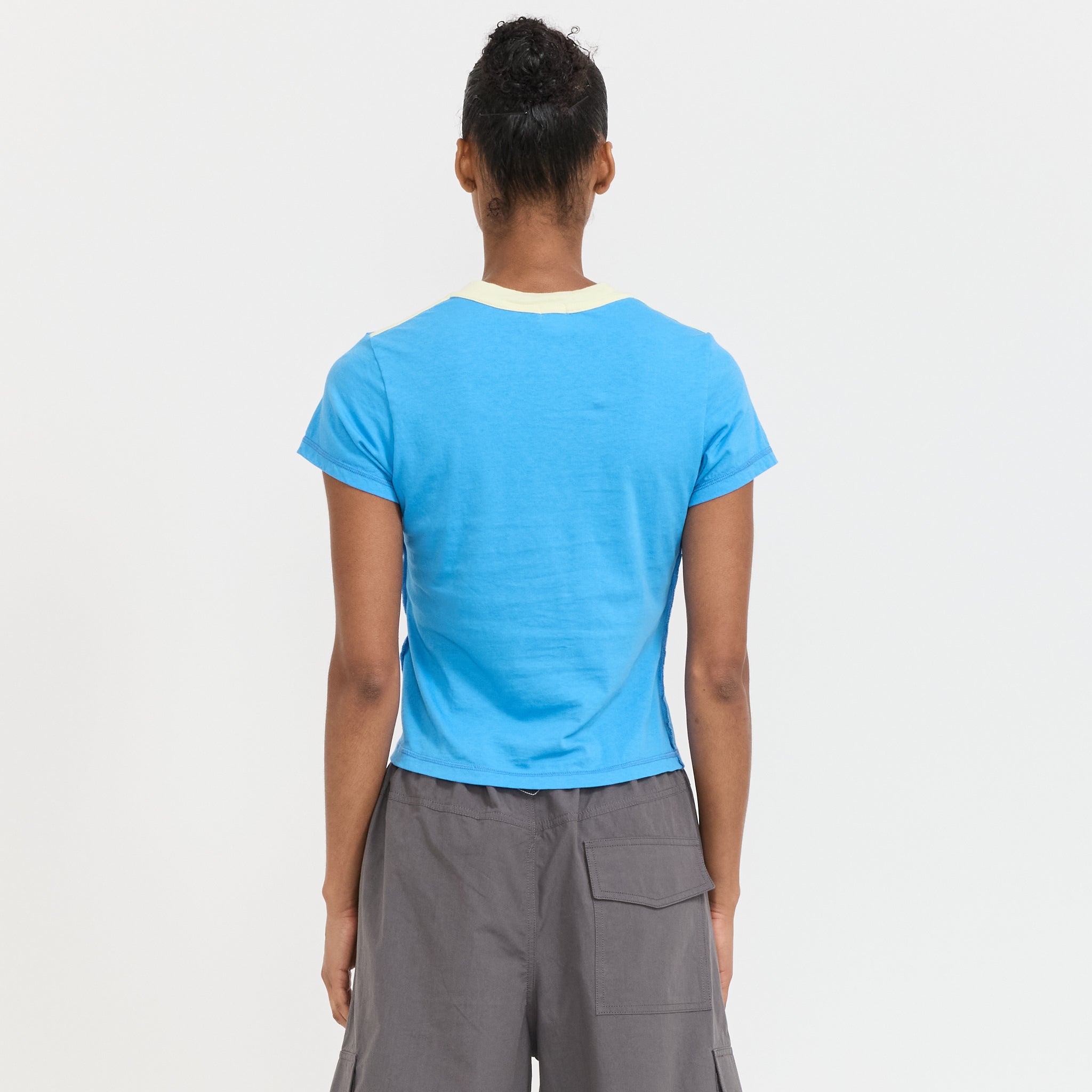 Reversed V-Neck Baby T-Shirt Ocean Blue/Lemon Sorbet