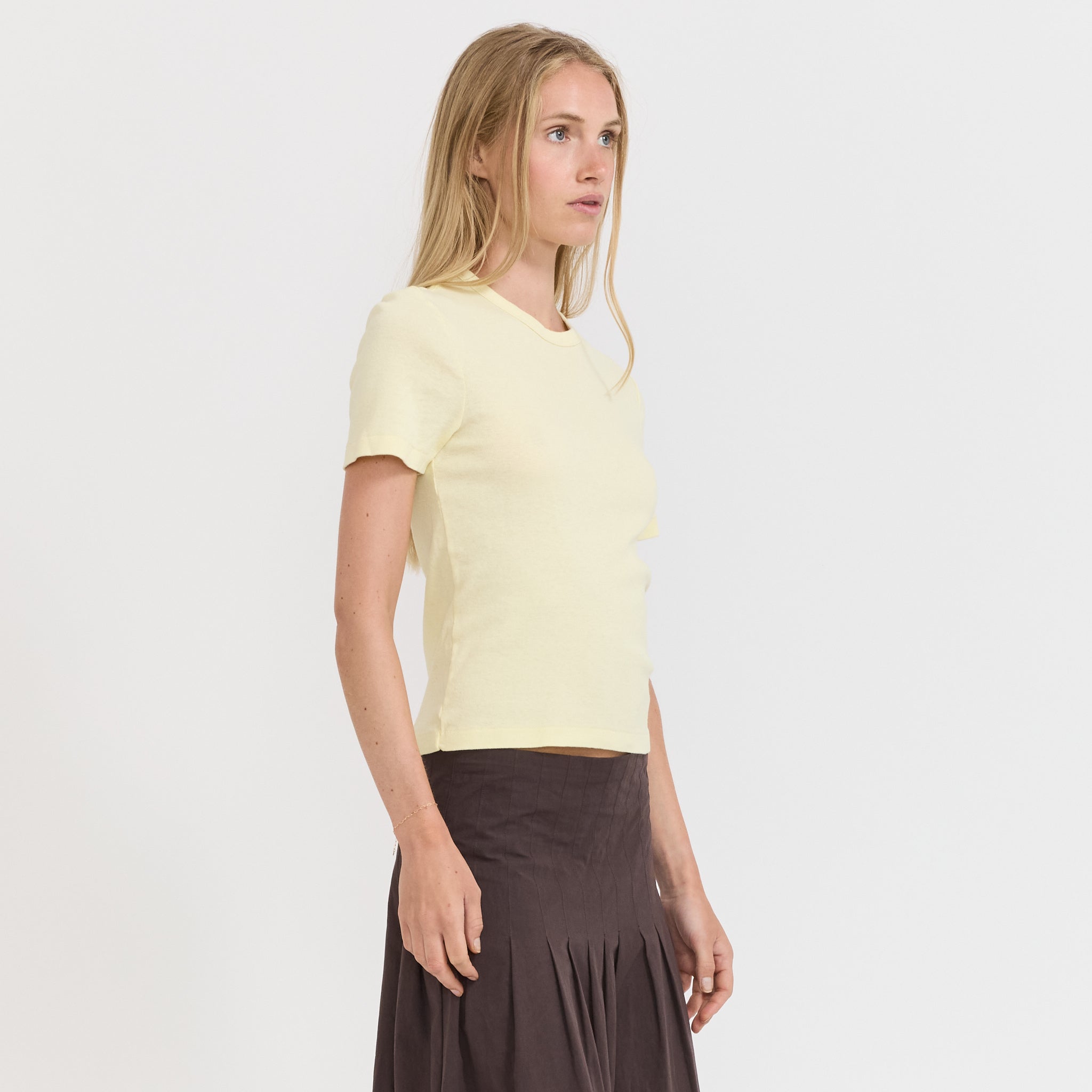 Bassike | Rib Baby T-Shirt Lemon Sorbet | Maplestore