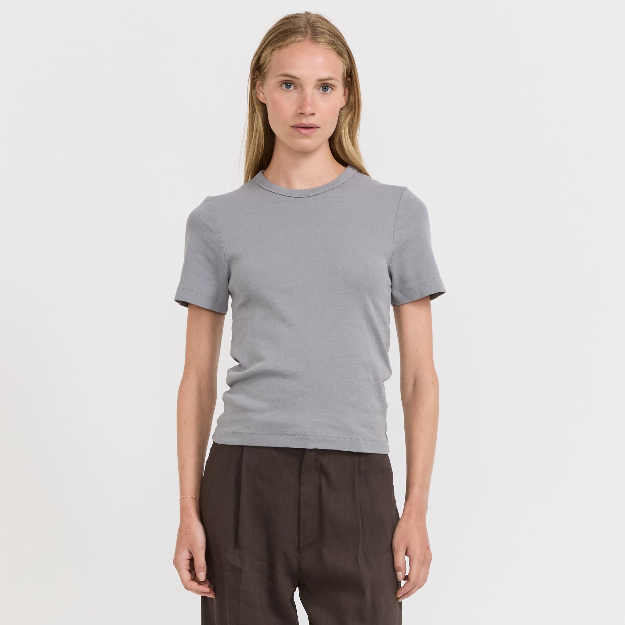 Bassike | Rib Baby T-Shirt Smoke Grey | Maplestore