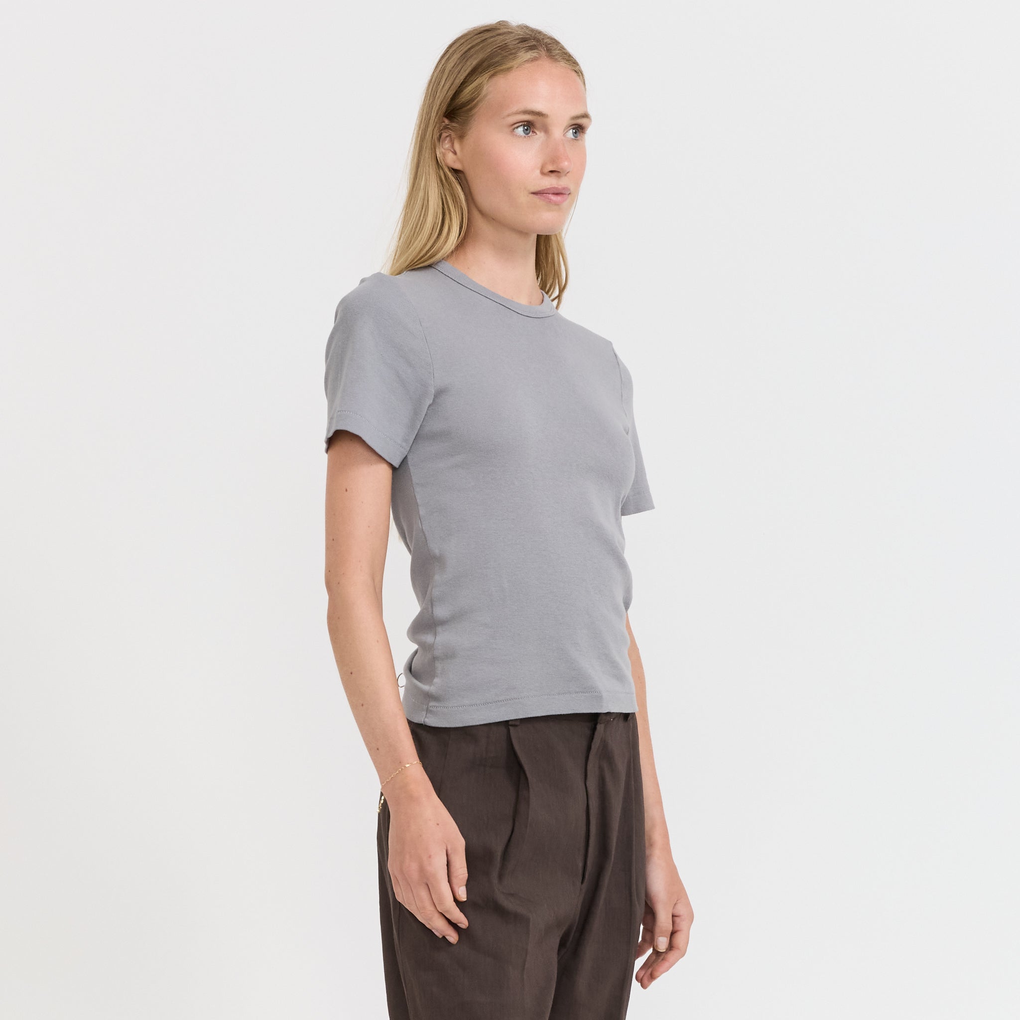 Bassike | Rib Baby T-Shirt Smoke Grey | Maplestore