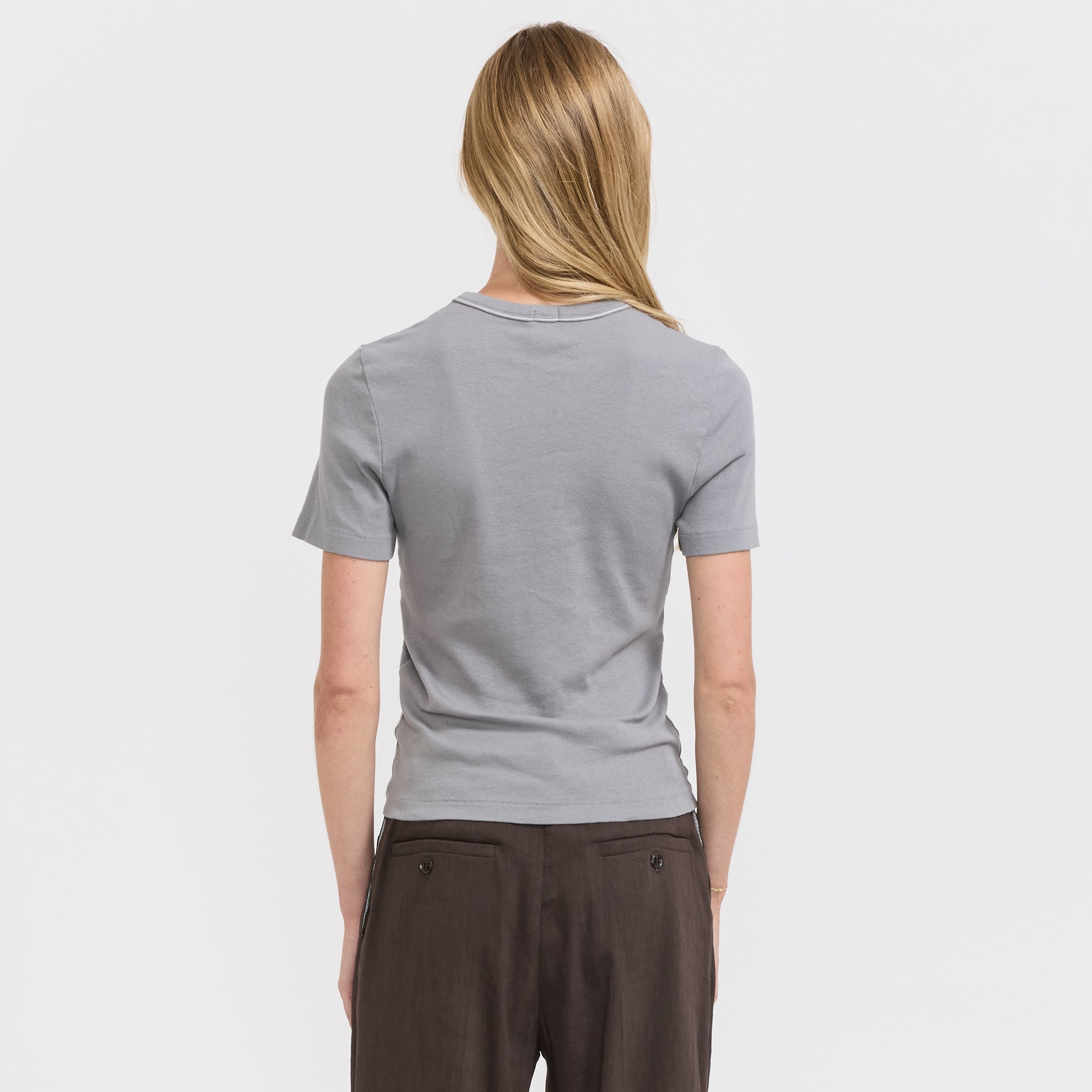 Bassike | Rib Baby T-Shirt Smoke Grey | Maplestore
