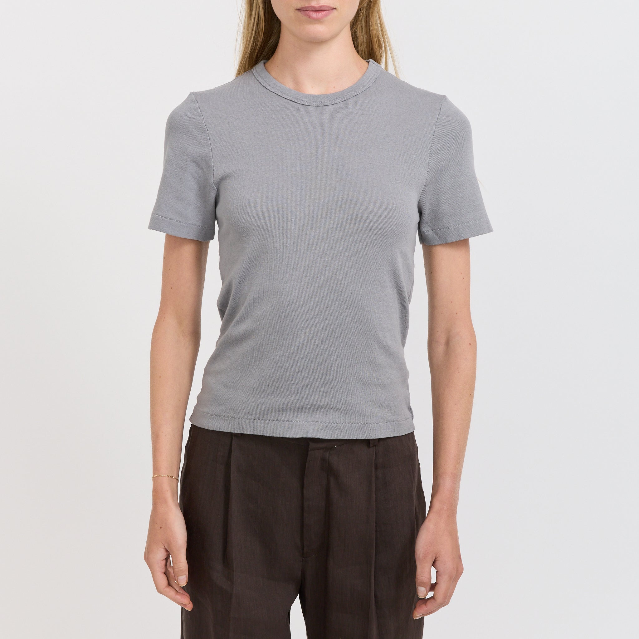 Bassike | Rib Baby T-Shirt Smoke Grey | Maplestore