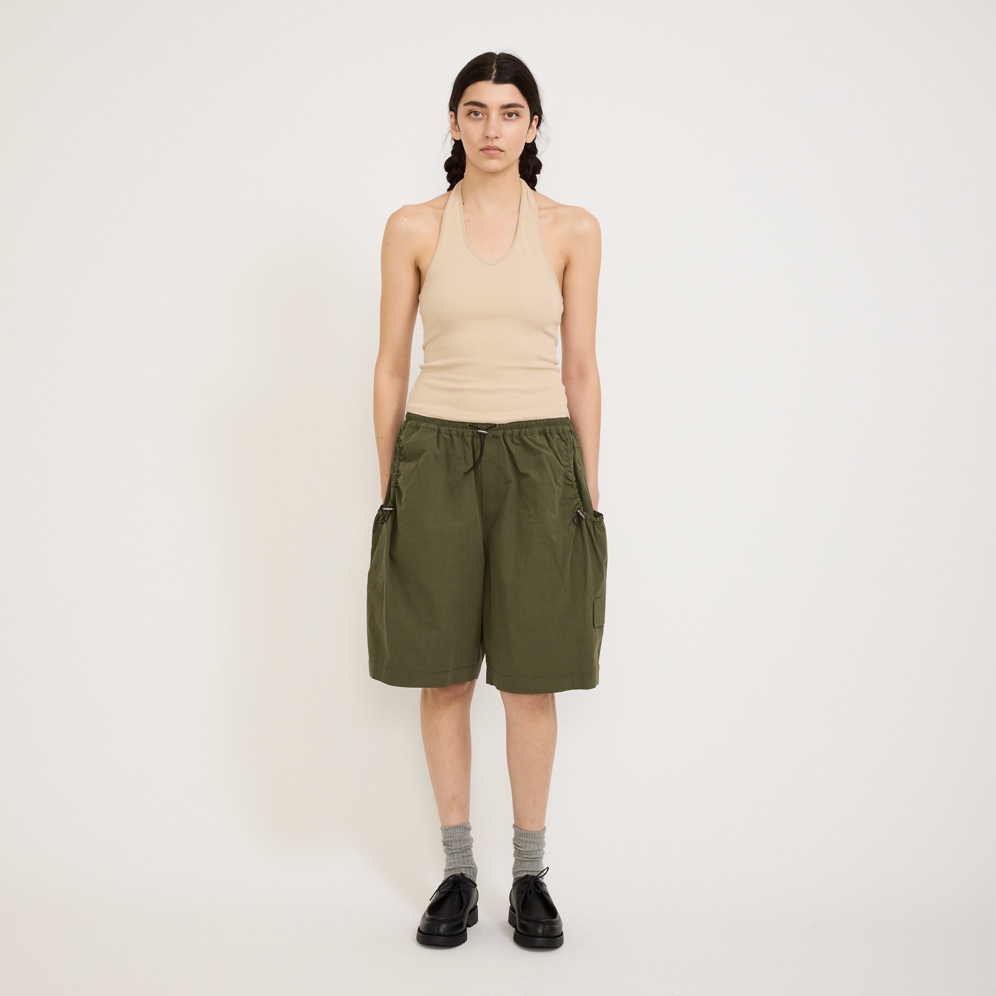 Bassike | Rib Halter Neck Tank Dune | Maplestore
