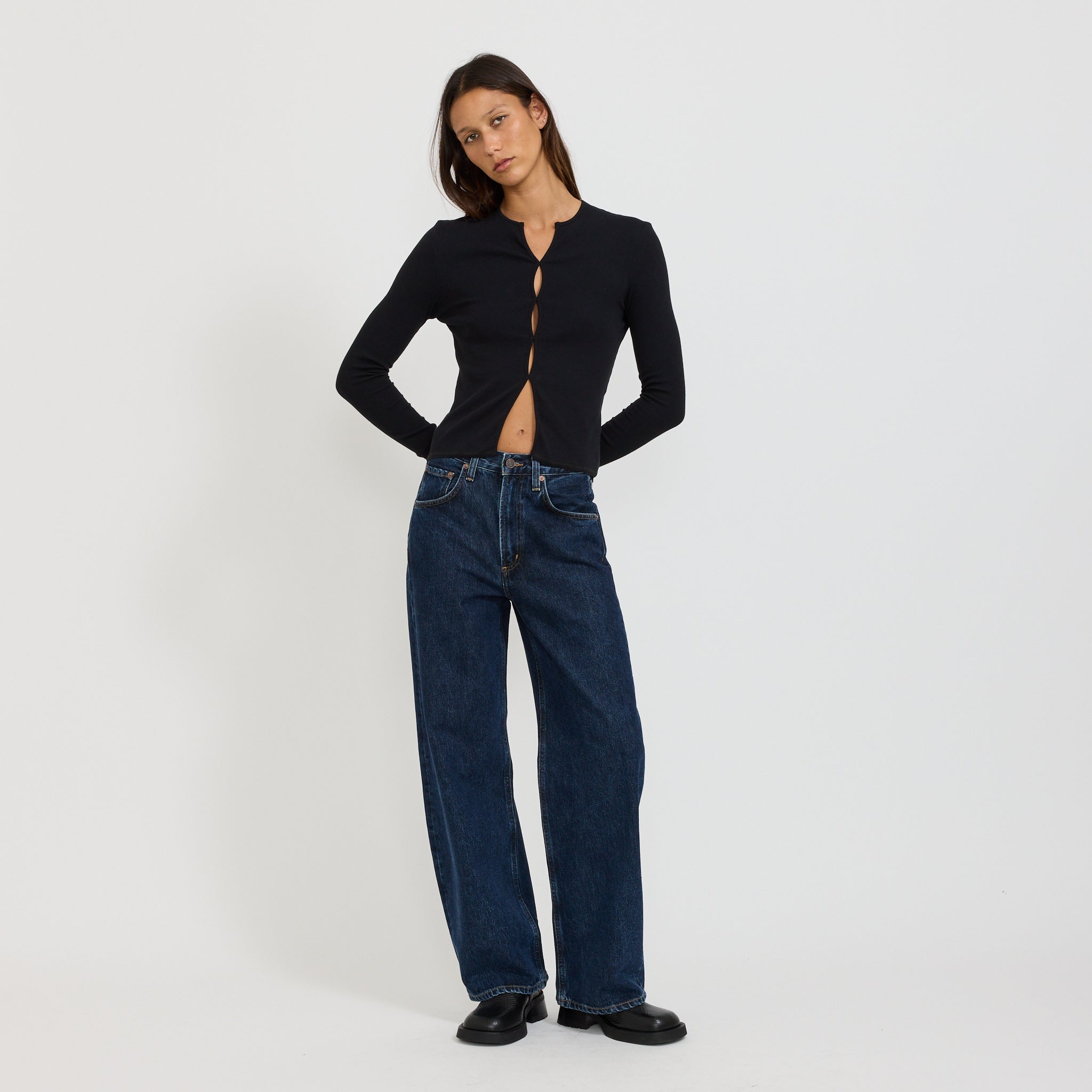 Bassike | Slim Fit Cut Out Detail Top Black | Maplestore