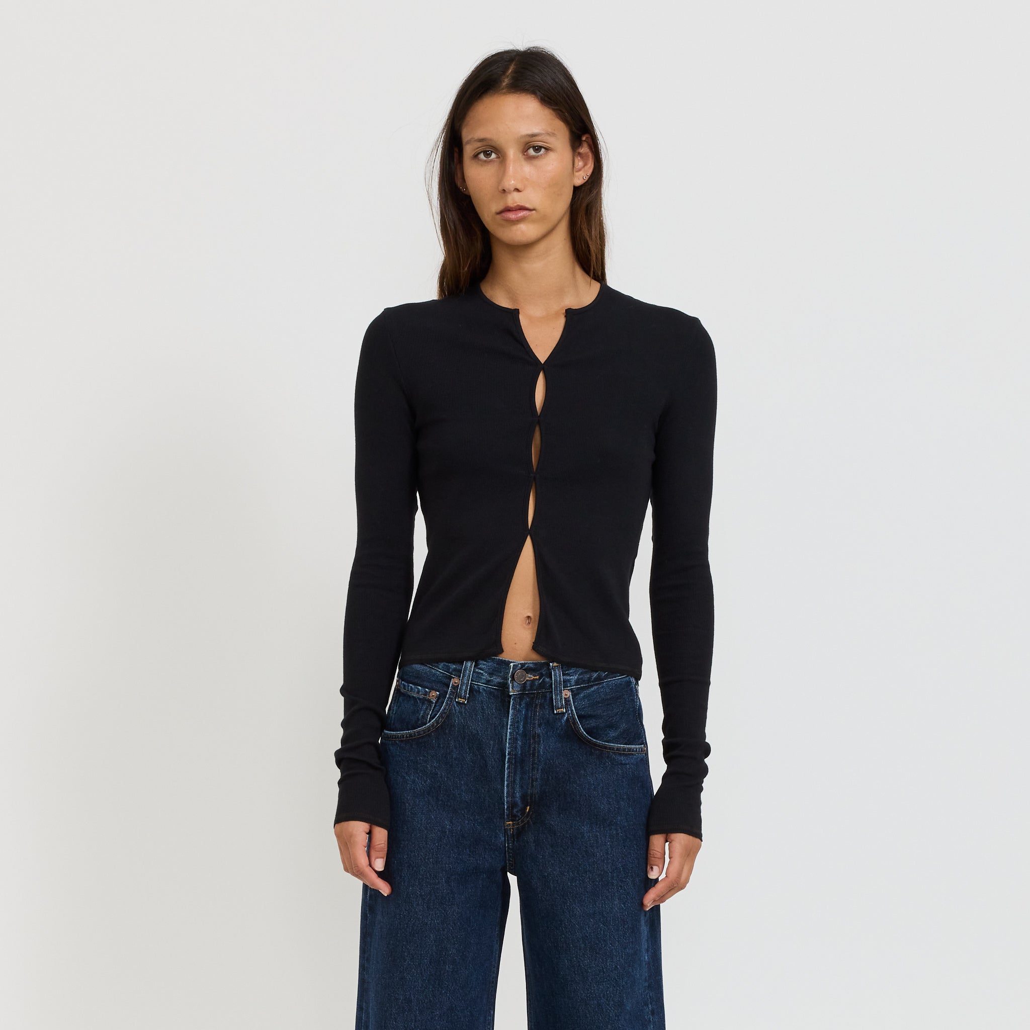 Bassike | Slim Fit Cut Out Detail Top Black | Maplestore