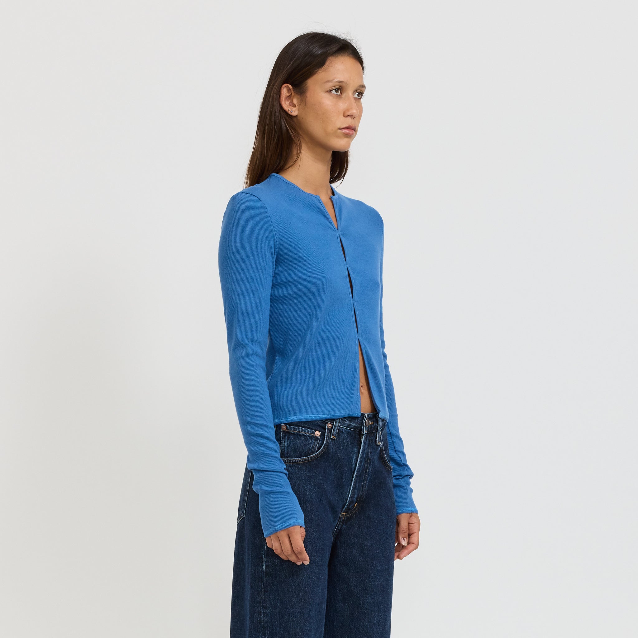 Bassike | Slim Fit Cut Out Detail Top Dutch Blue | Maplestore