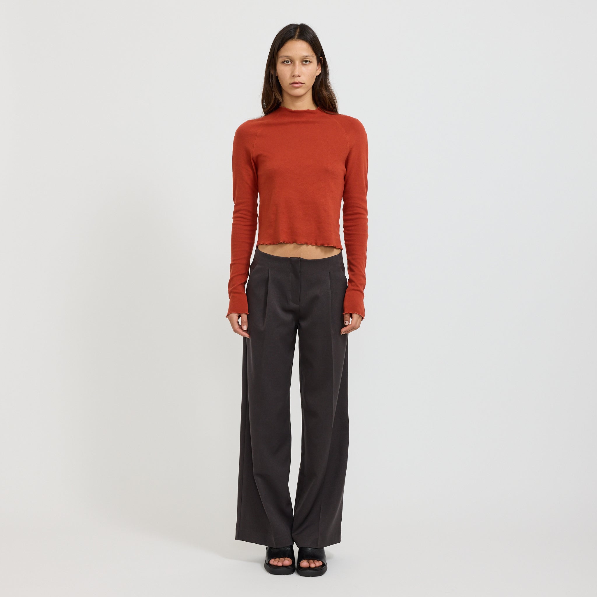 Slim Rib Raglan L/S T Shirt Red Cedar