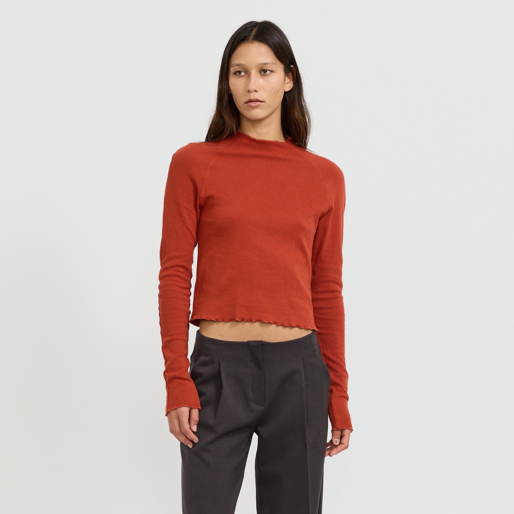 Slim Rib Raglan L/S T Shirt Red Cedar