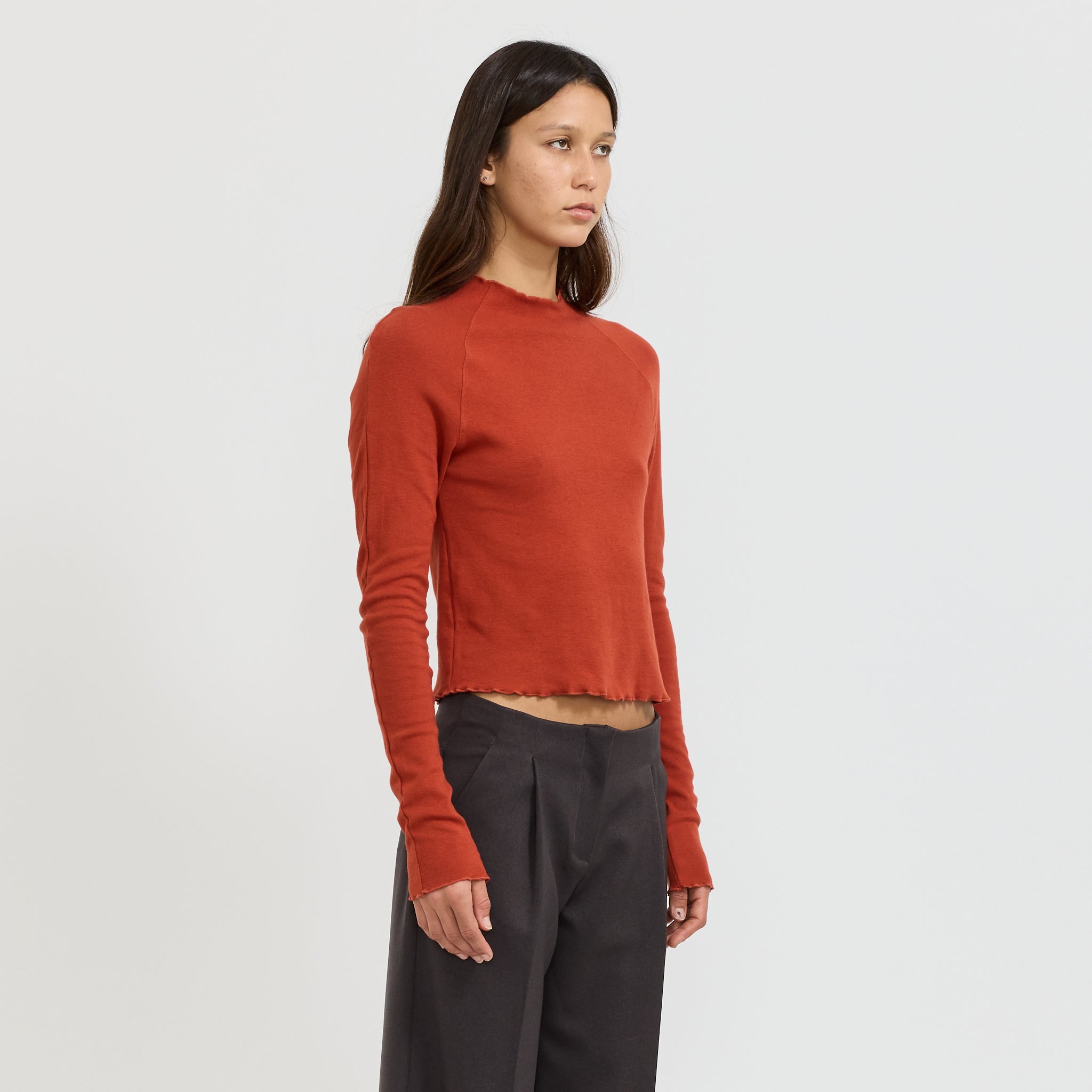 Slim Rib Raglan L/S T Shirt Red Cedar