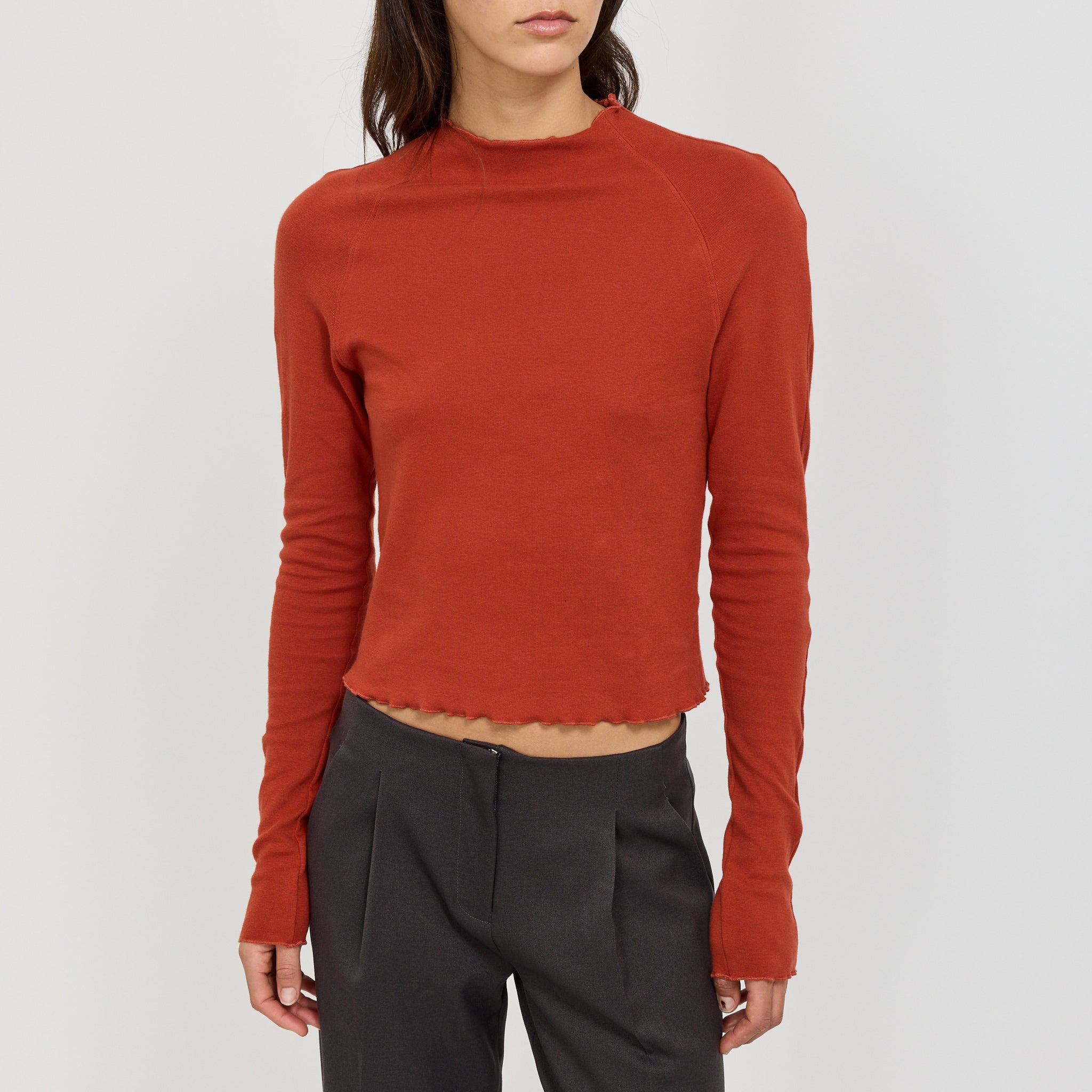 Slim Rib Raglan L/S T Shirt Red Cedar