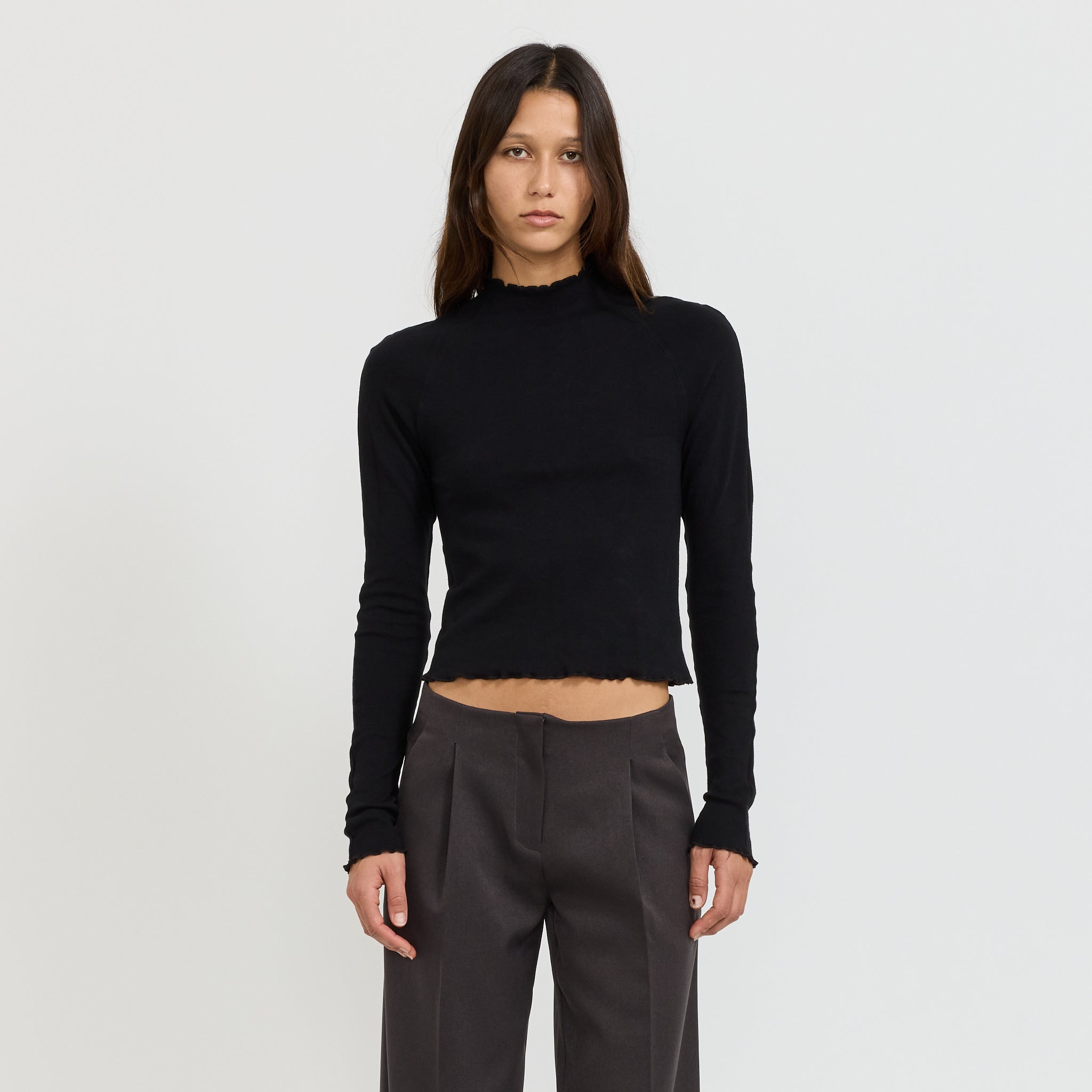 Slim Rib Raglan L/S T Shirt Black