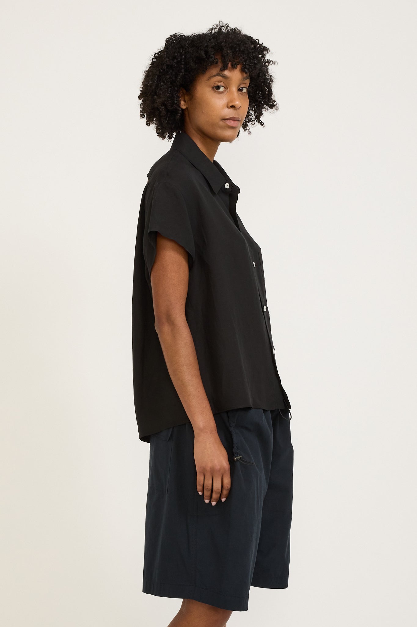 Bassike | Slouch Cut Out Shirt Black | Maplestore