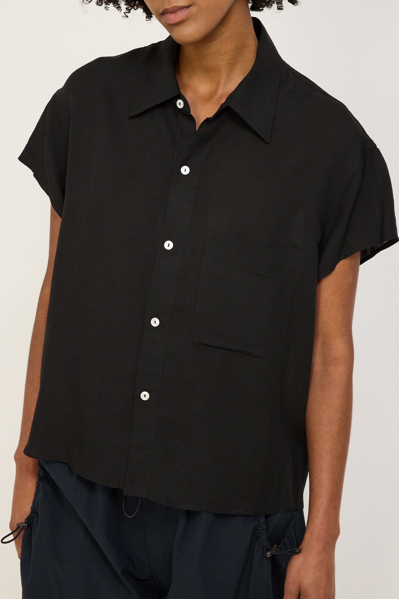 Bassike | Slouch Cut Out Shirt Black | Maplestore