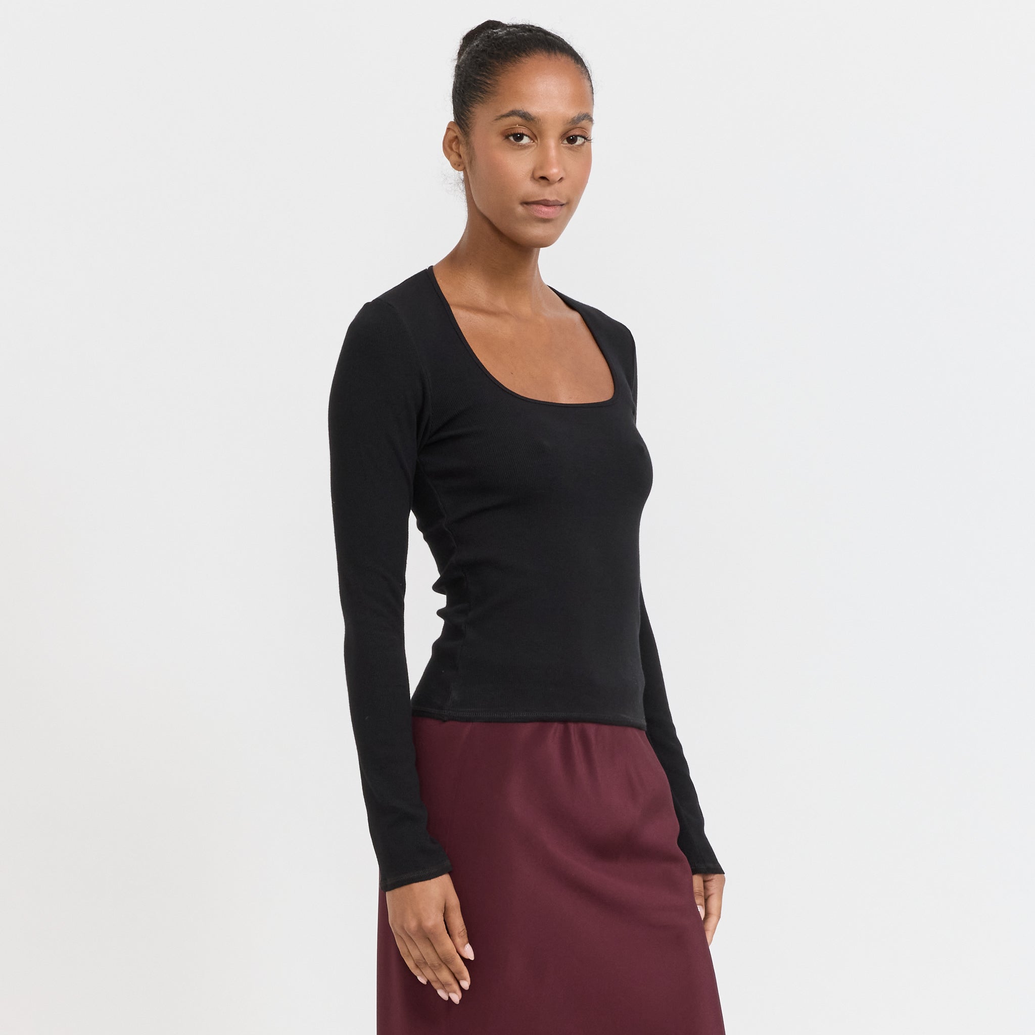 Square Neck L/S Top Black