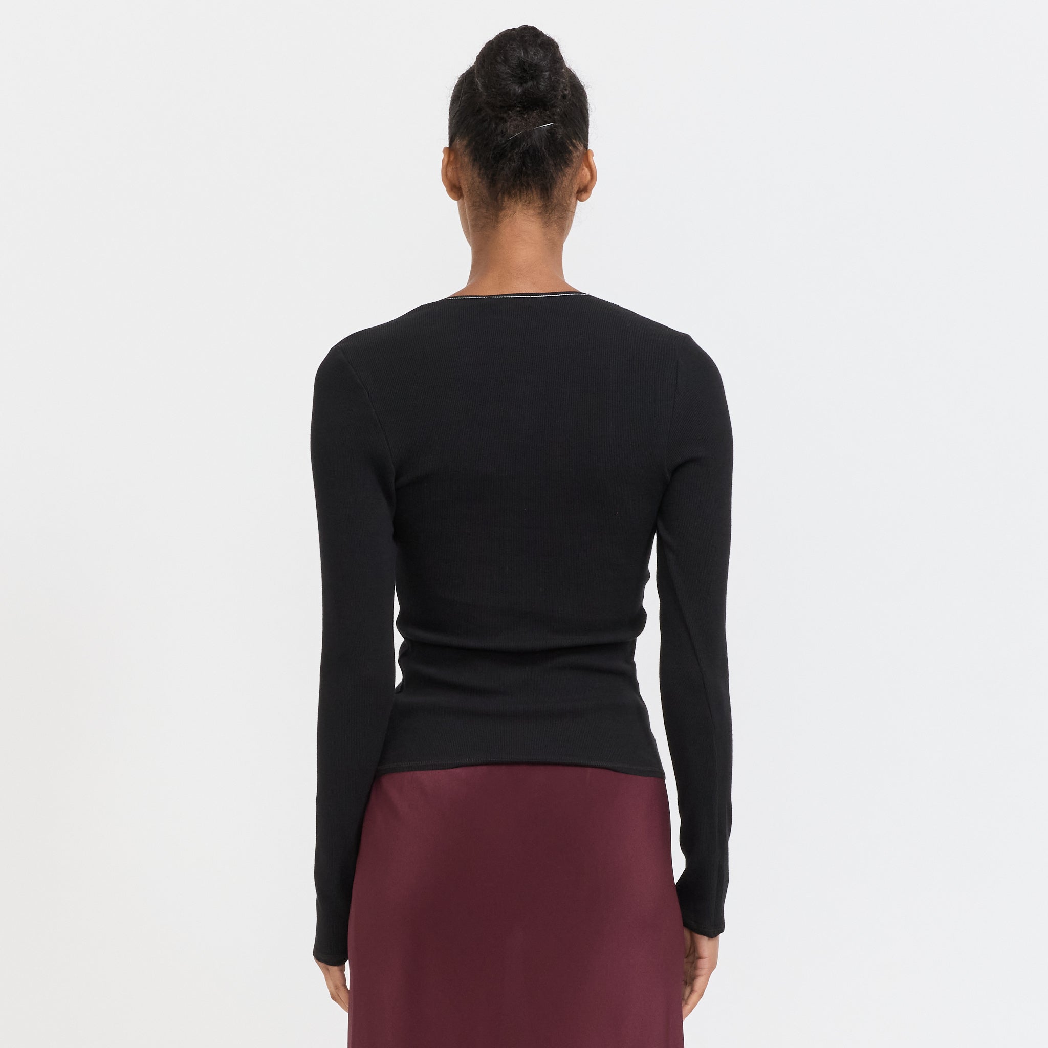 Square Neck L/S Top Black