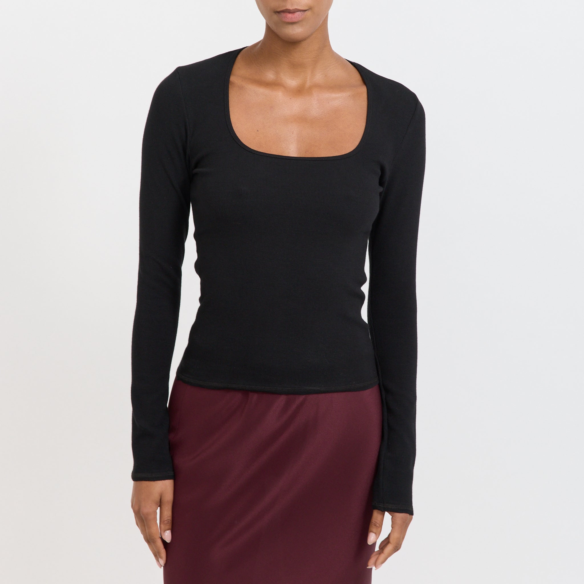 Square Neck L/S Top Black