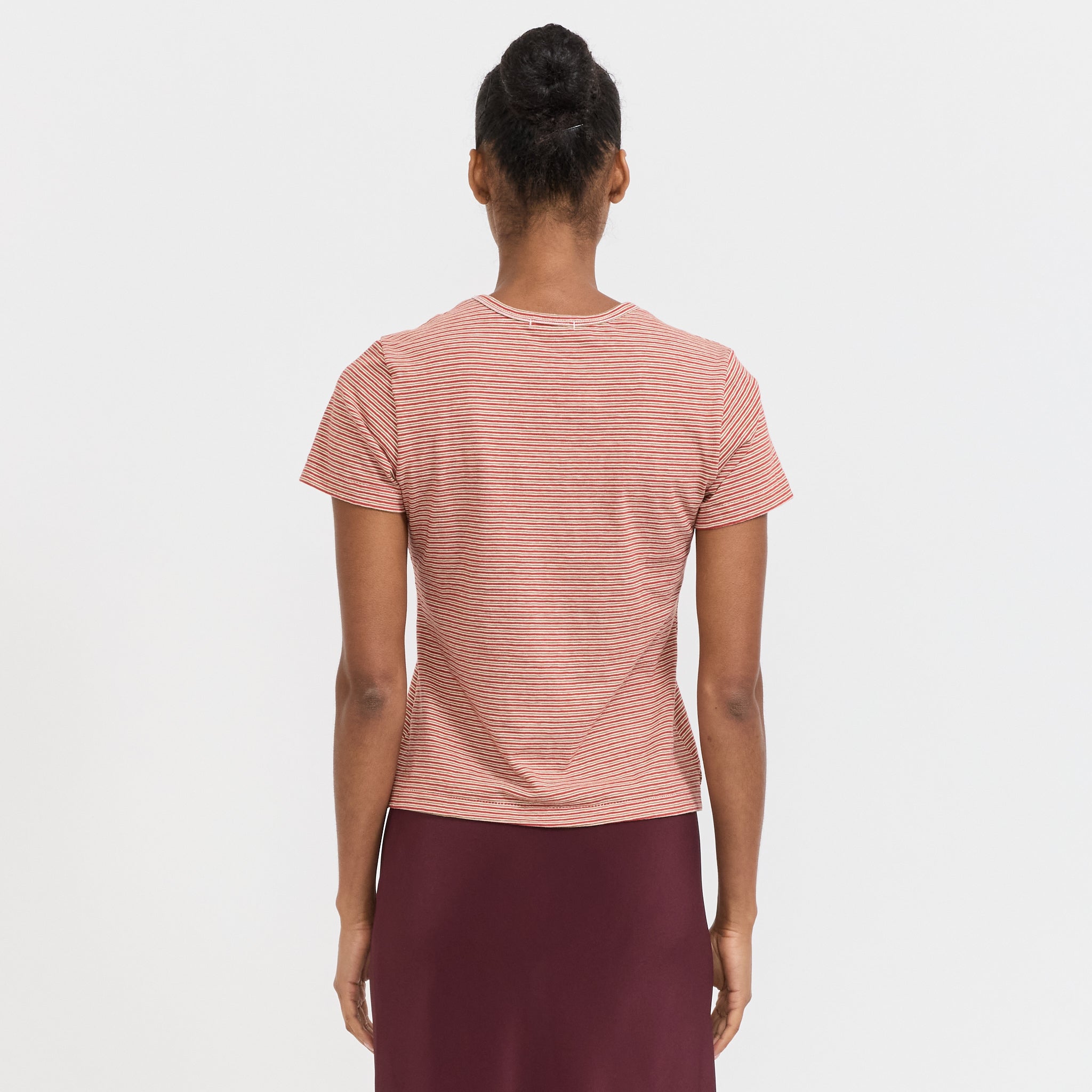 Bassike | Stripe Heritage T-Shirt Red/Natural/Olive | Maplestore