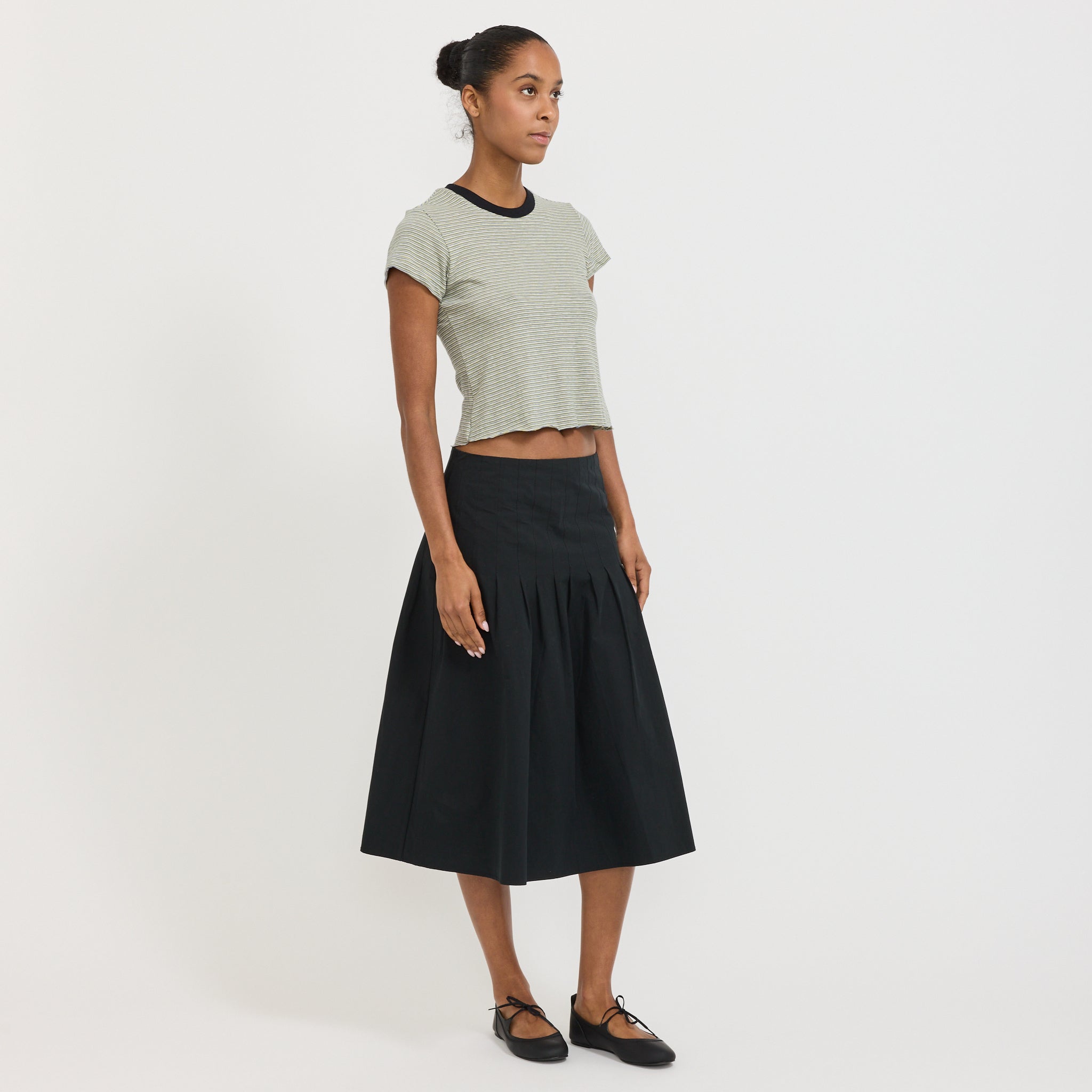 Stripe Raw Edge Baby T-Shirt Green/Blue/White