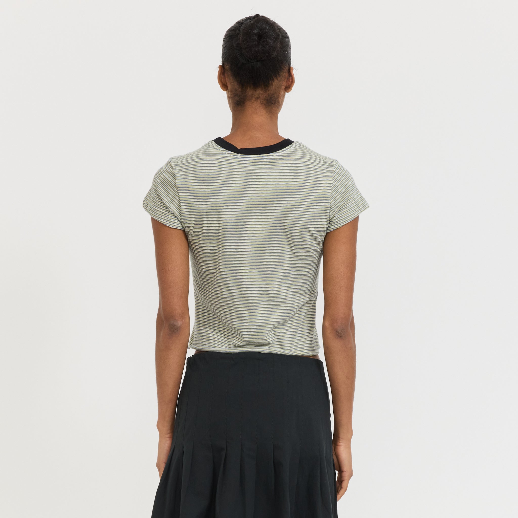 Stripe Raw Edge Baby T-Shirt Green/Blue/White