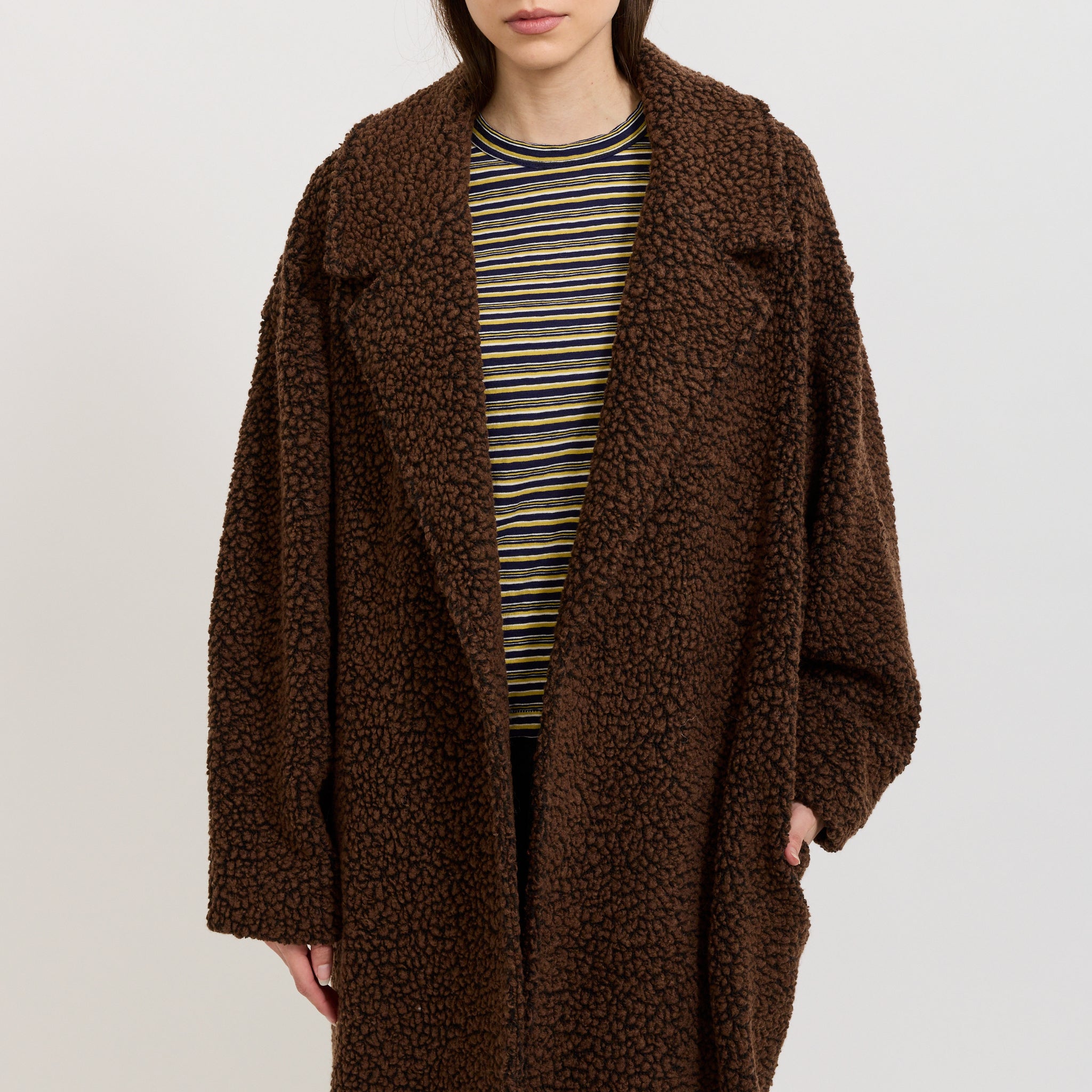 Textured Winter Coat Chocolate Brown