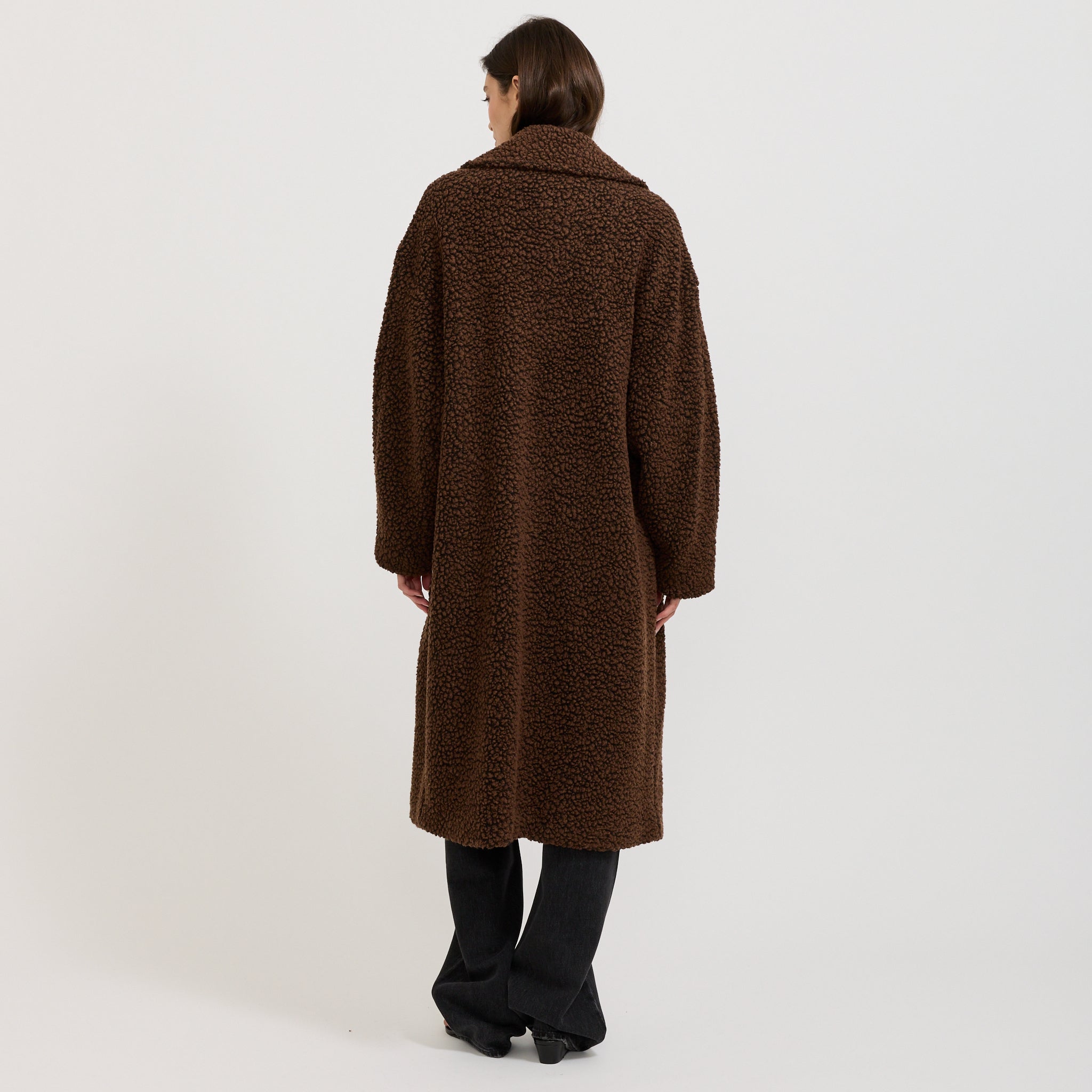 Textured Winter Coat Chocolate Brown