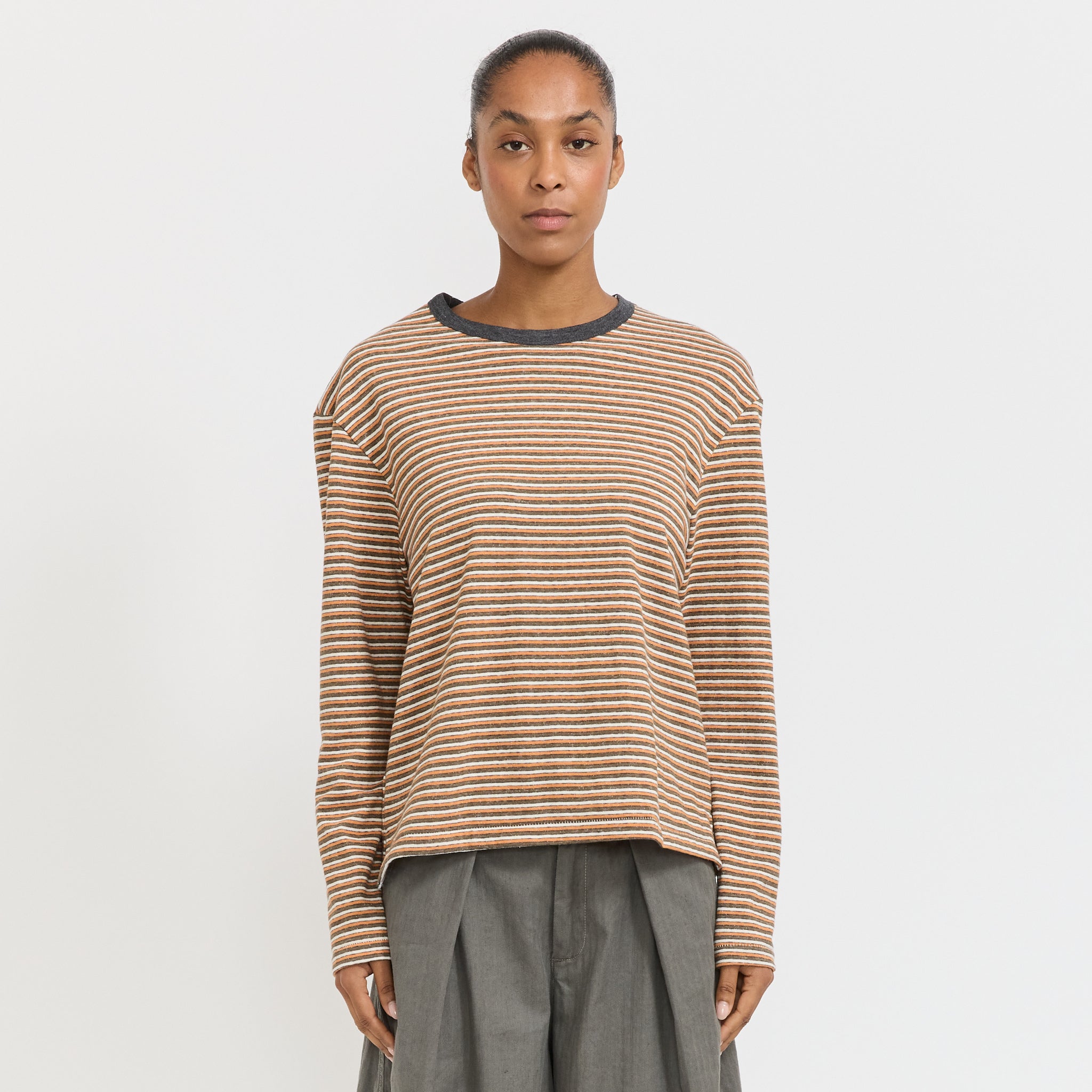 Vintage Stripe Heritage Long Sleeve Tee Orange/Charcoal/White