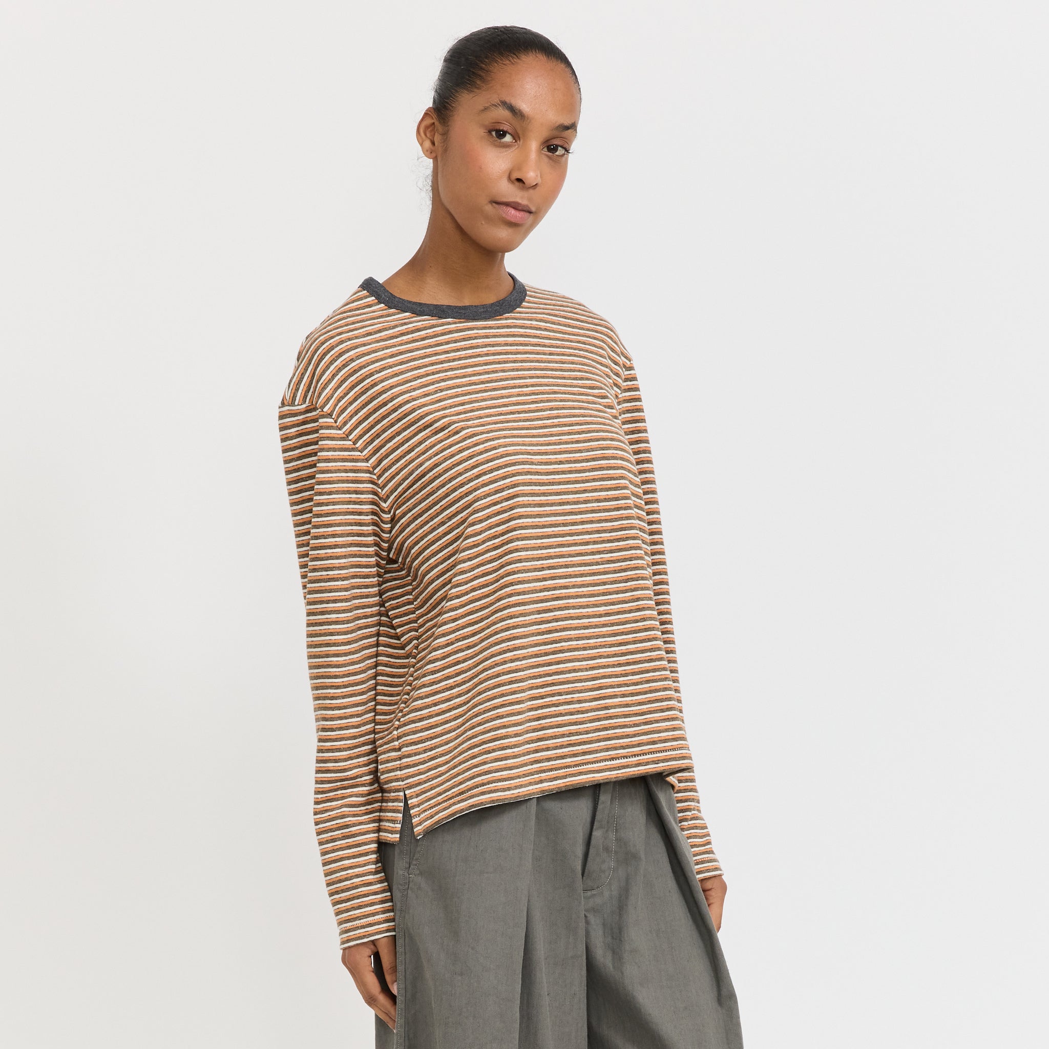 Vintage Stripe Heritage Long Sleeve Tee Orange/Charcoal/White