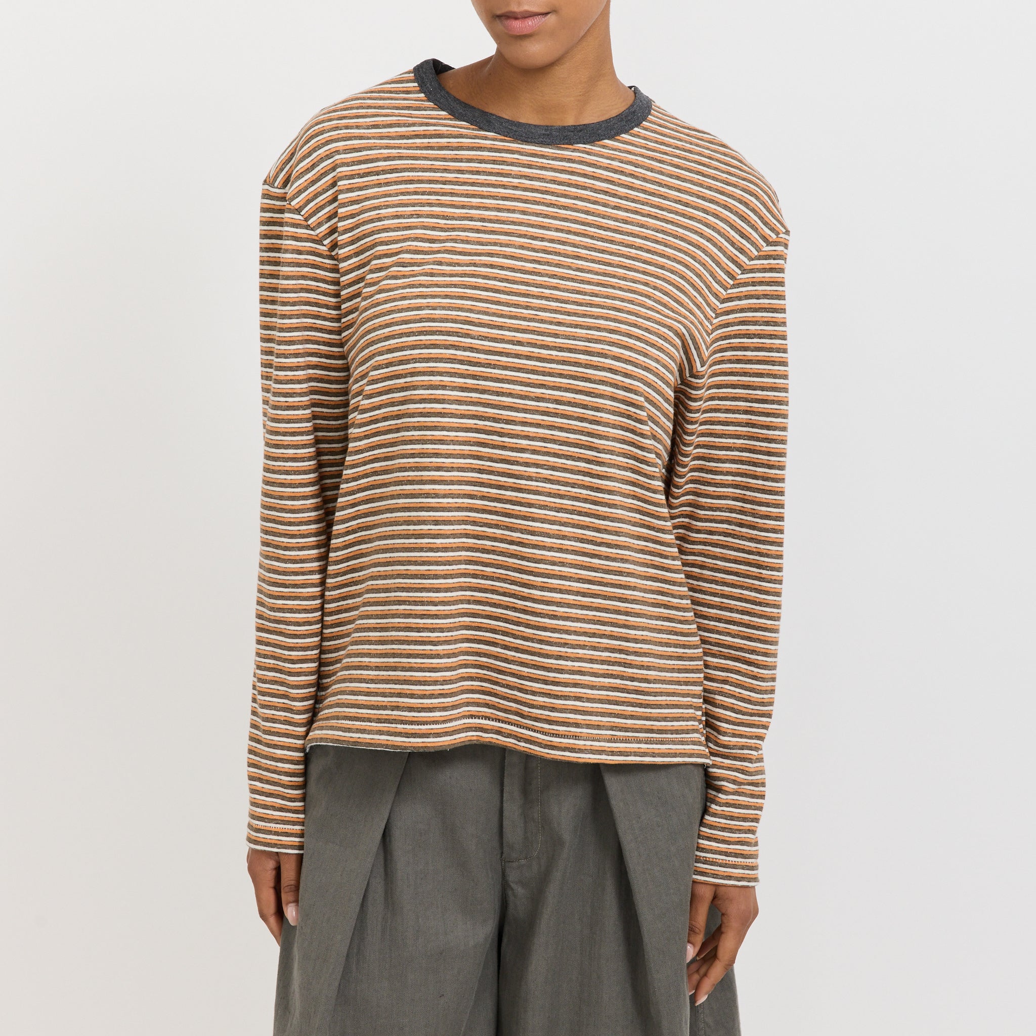 Vintage Stripe Heritage Long Sleeve Tee Orange/Charcoal/White
