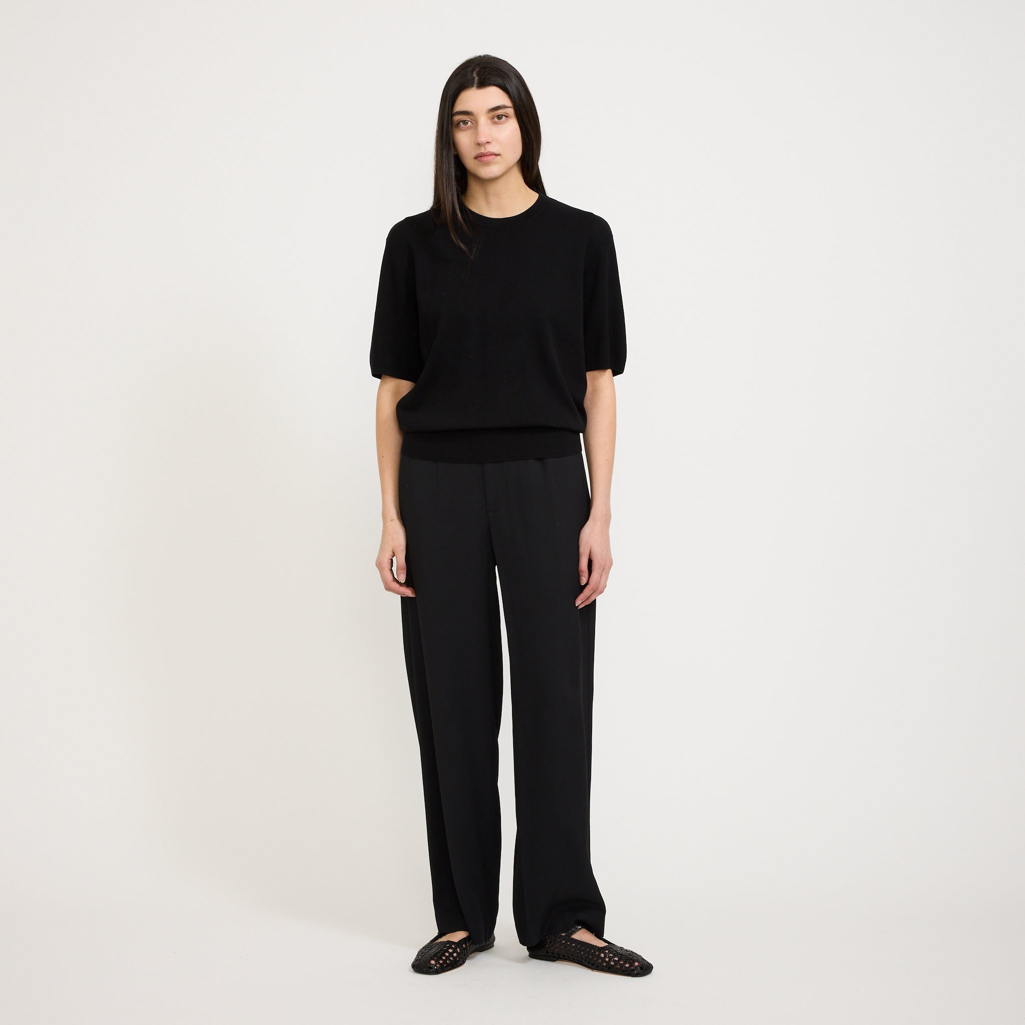 Bassike | Viscose Twill Straight Pant Black | Maplestore