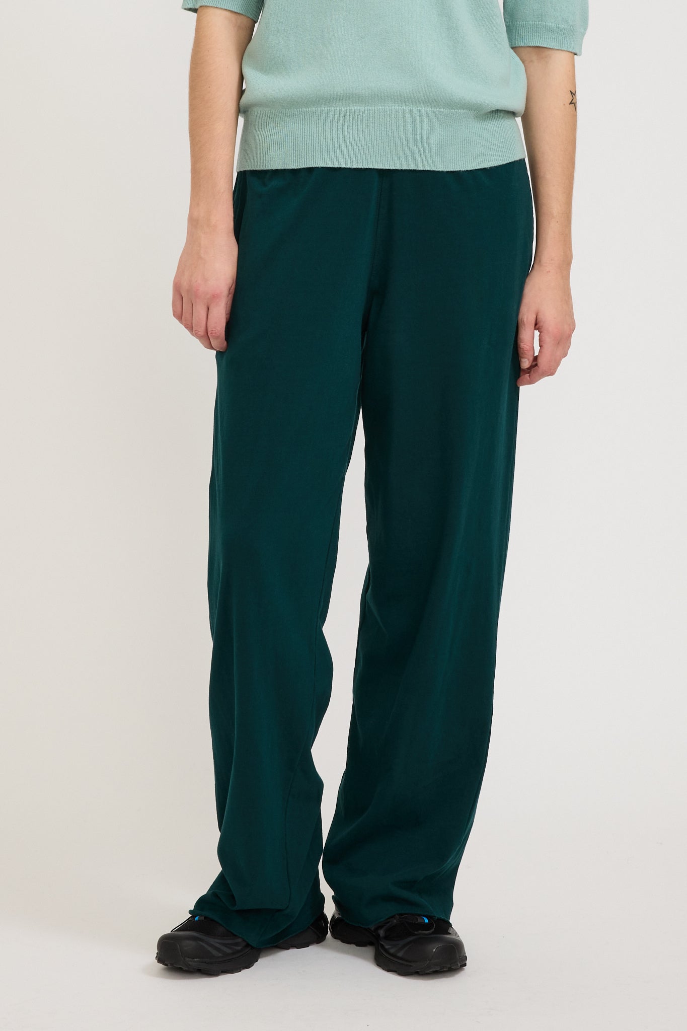 Bassike | Wide Leg Double Jersey Pant Emerald | Maplestore