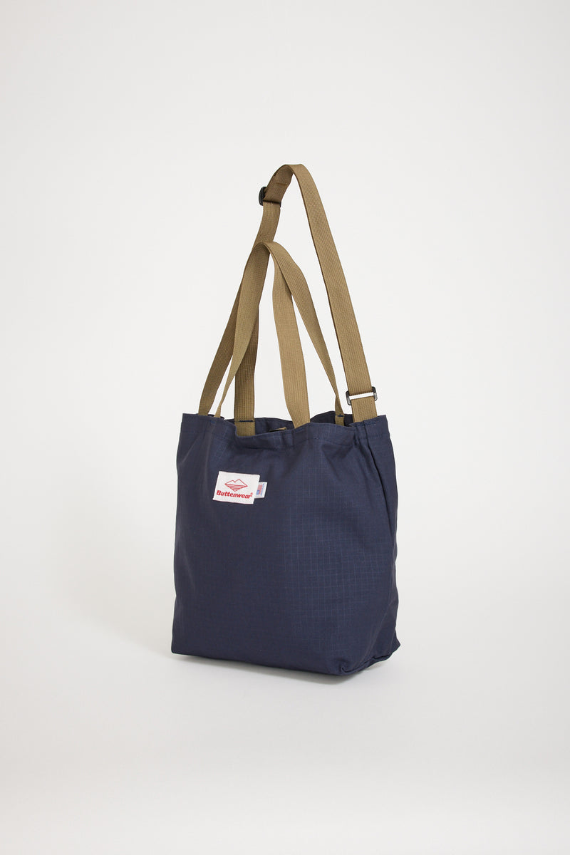 Battenwear Mini Packable Tote Navy x Tan | Maplestore