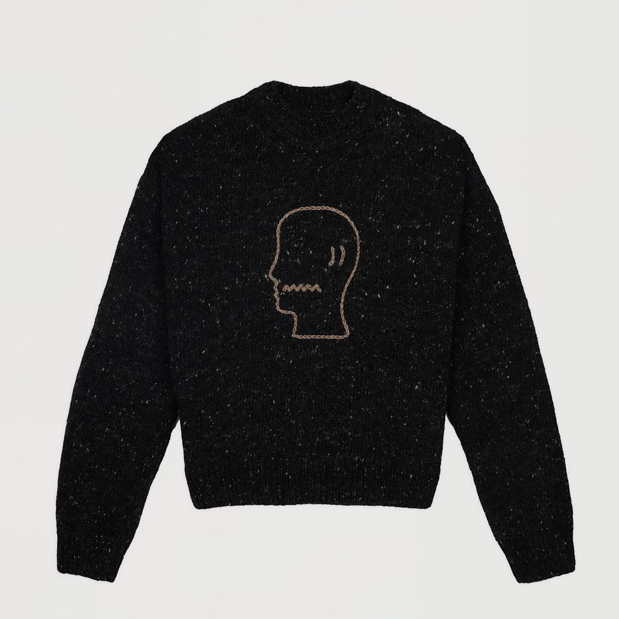 Brain Dead | Logohead Alpaca Crewneck Sweater Charcoal | Maplestore