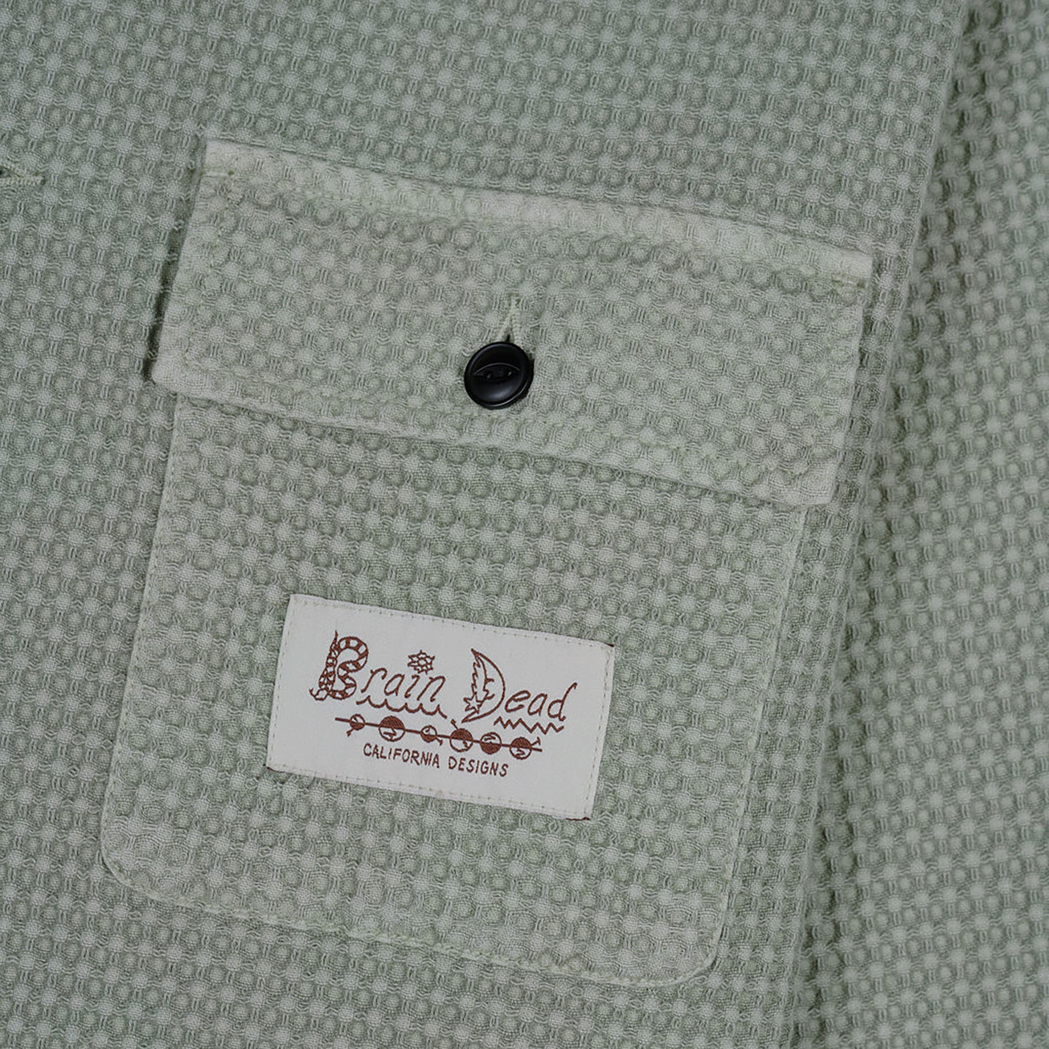Brain Dead | Waffle Button Front Shirt Silver Pine | Maplestore