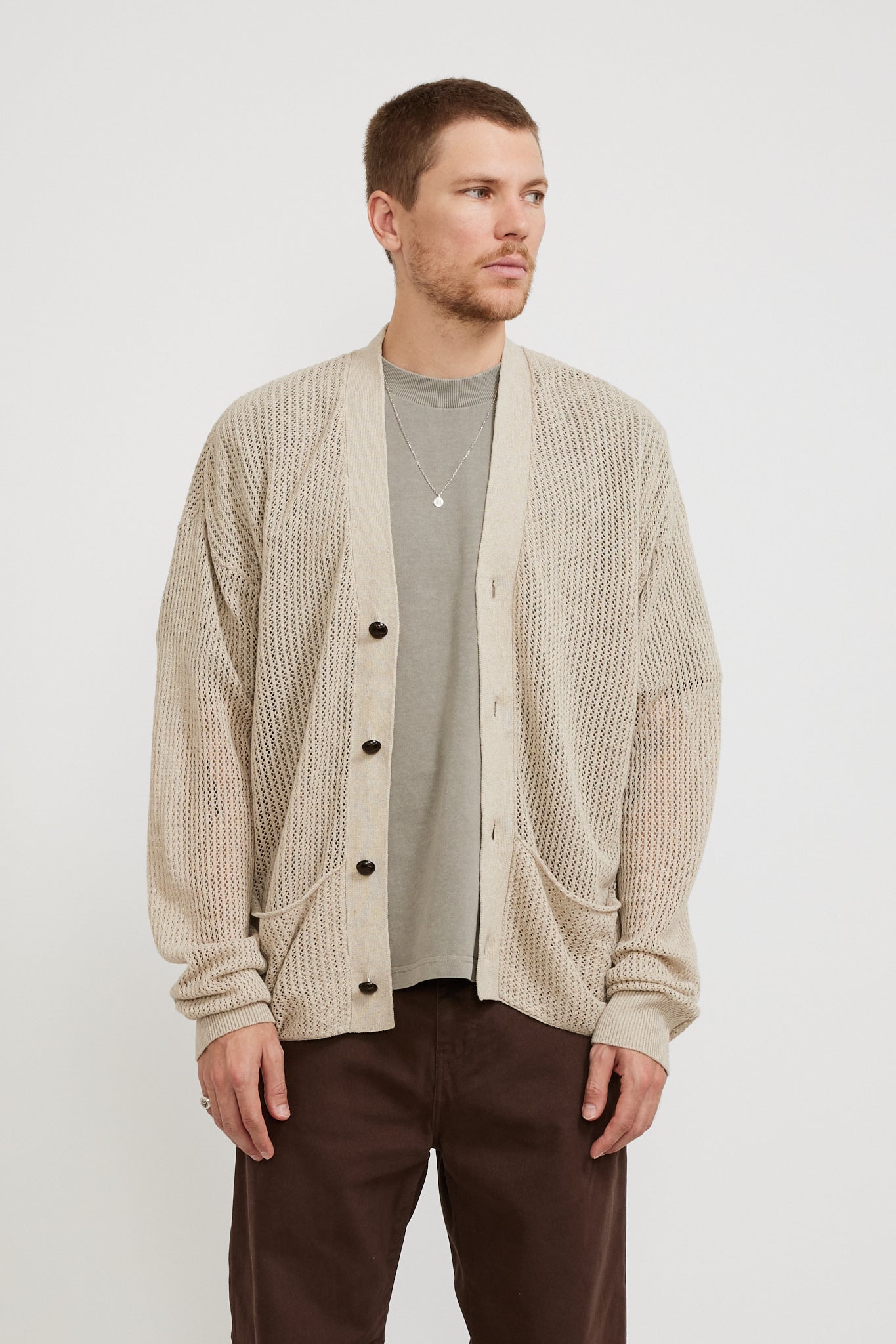 Beach Brains | Mesh Knit Cardi Bone | Maplestore