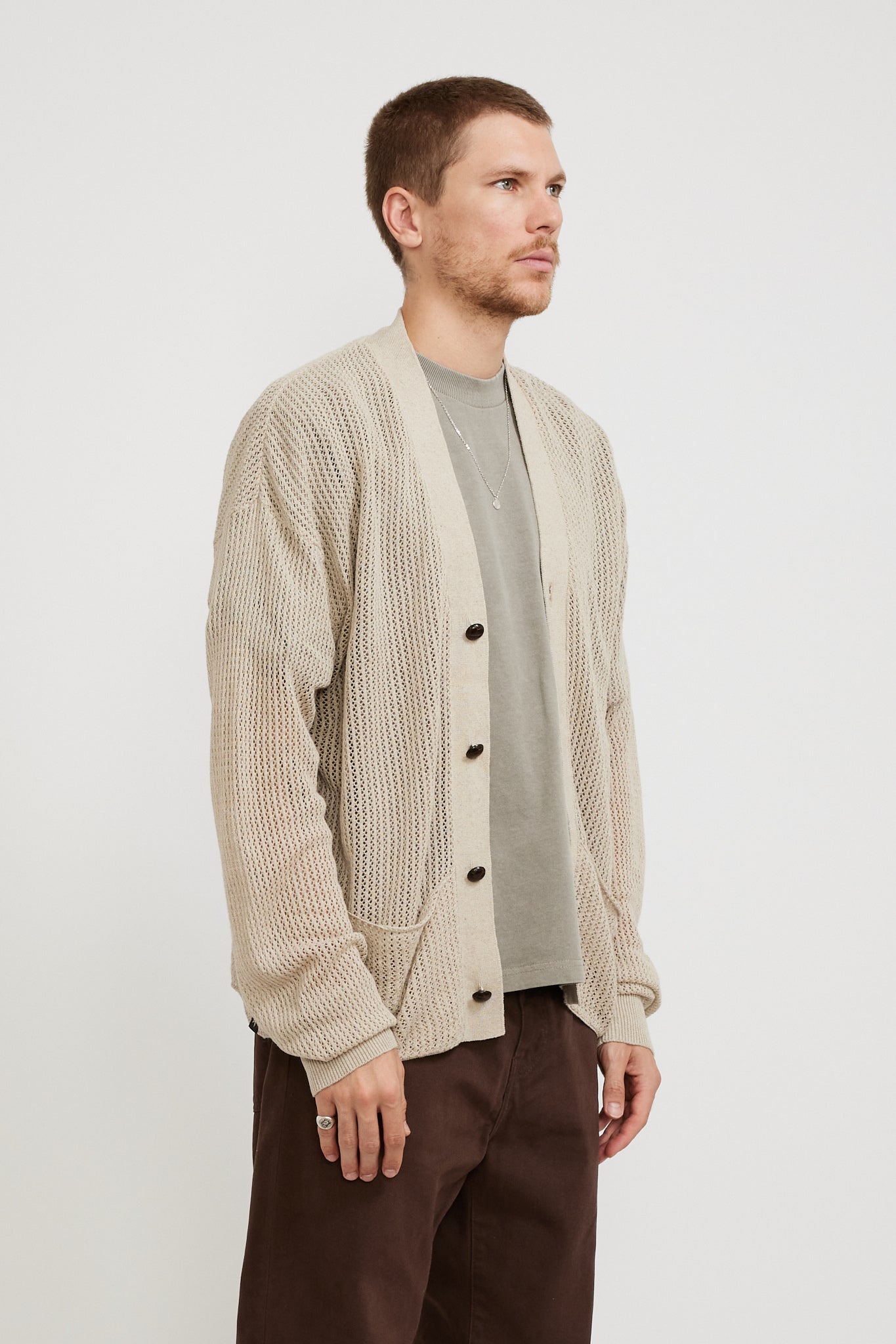 Beach Brains | Mesh Knit Cardi Bone | Maplestore