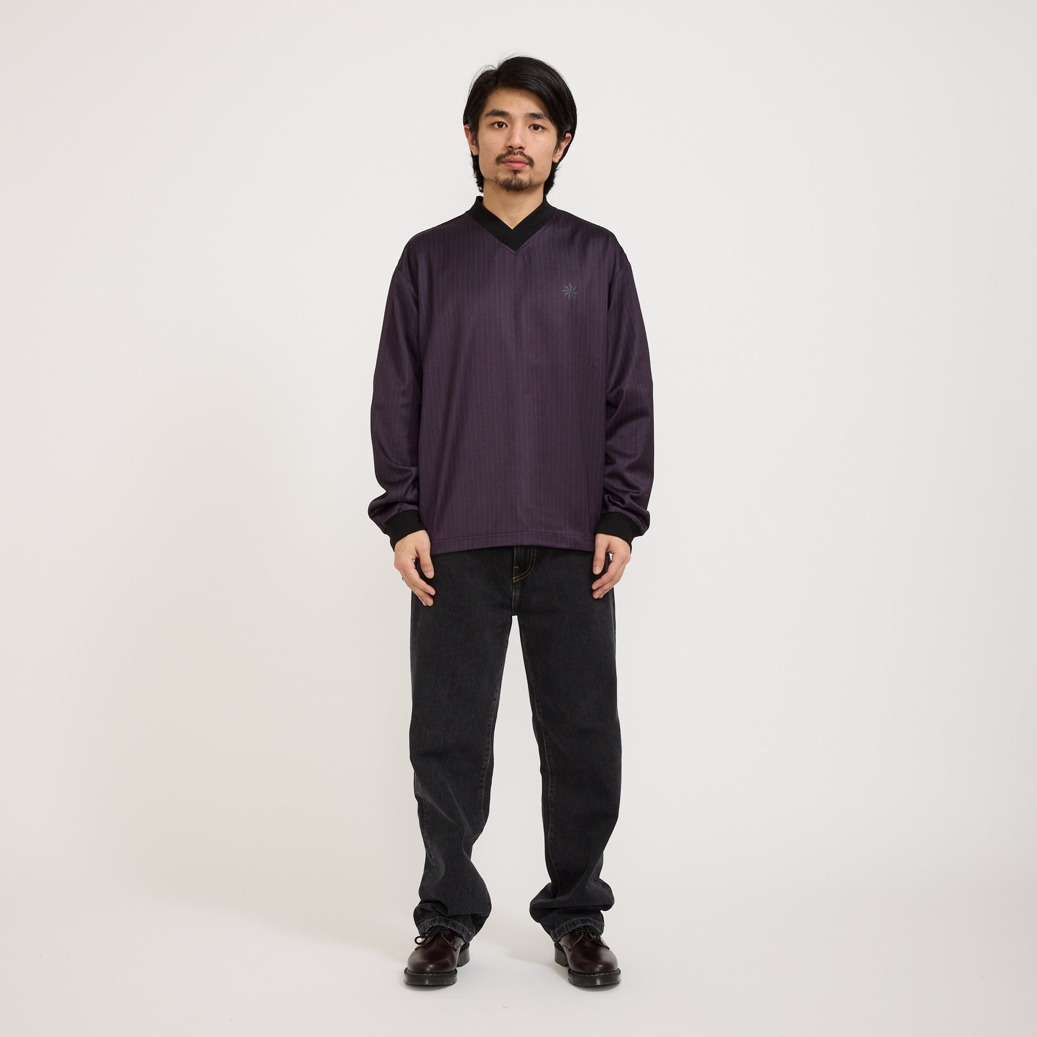 Football Shirt Purple Pinstripe