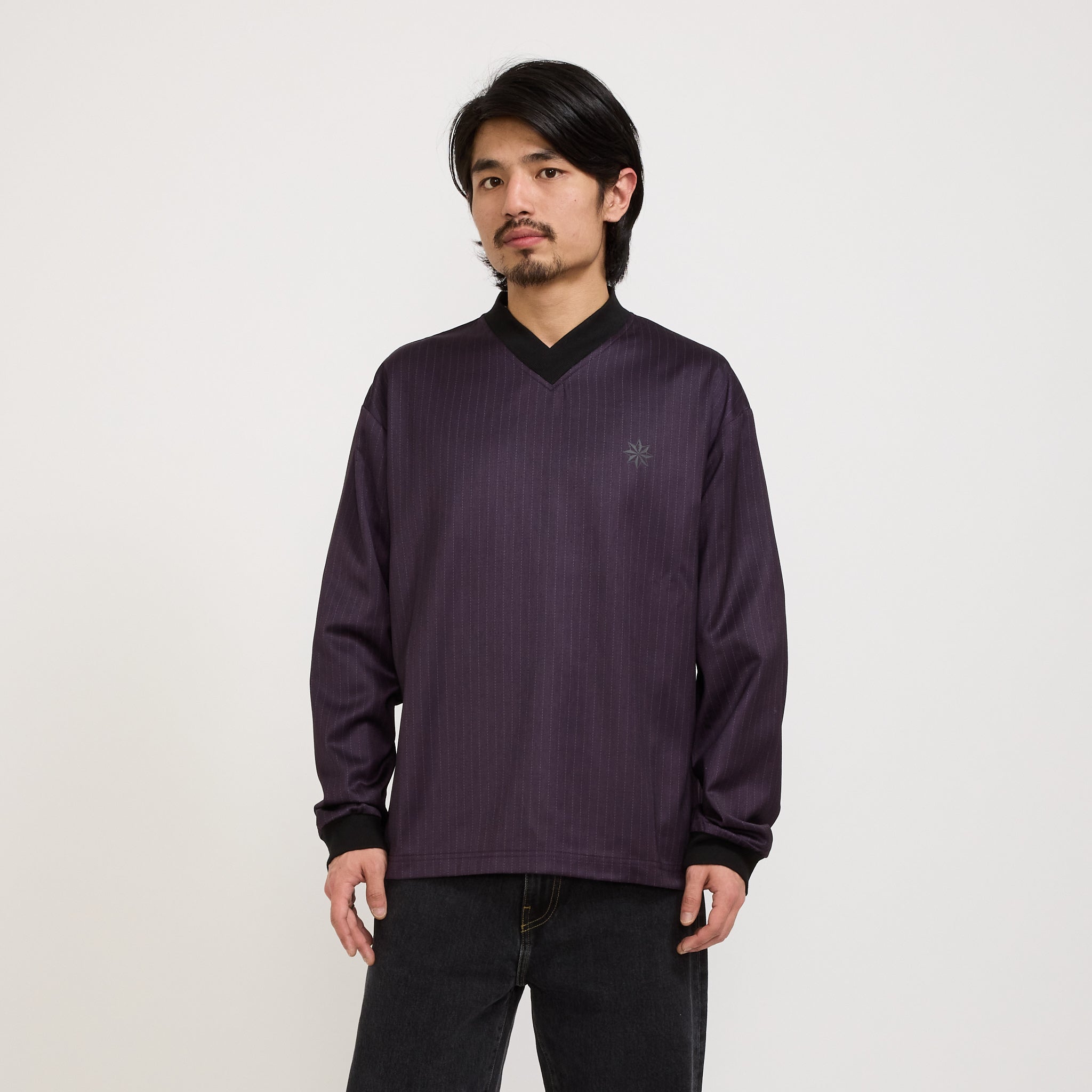Football Shirt Purple Pinstripe