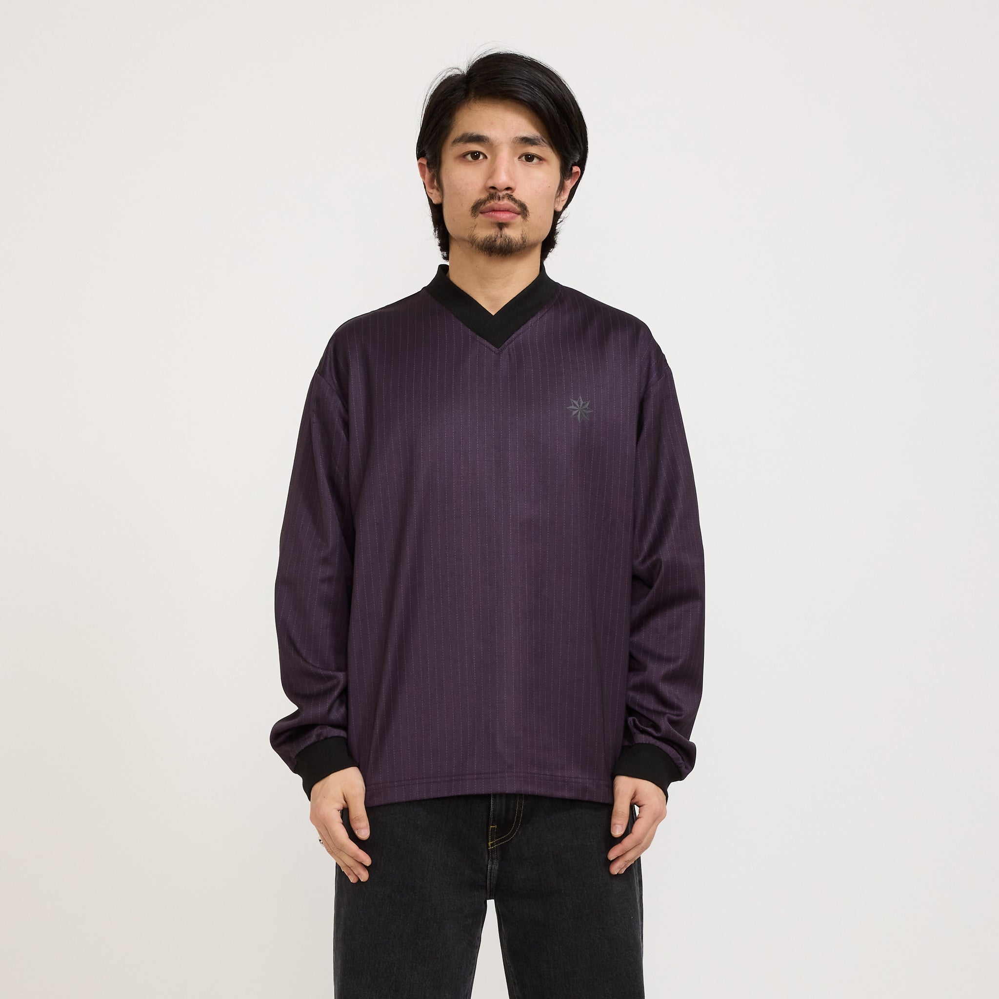 Football Shirt Purple Pinstripe