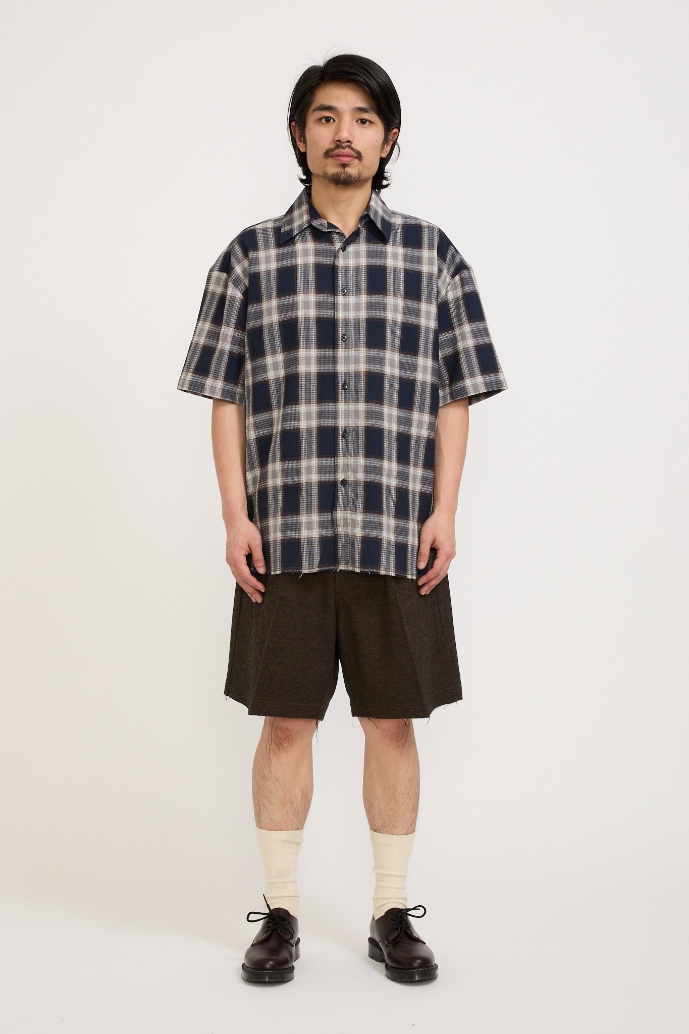 Frayed SS Shirt Navy Plaid