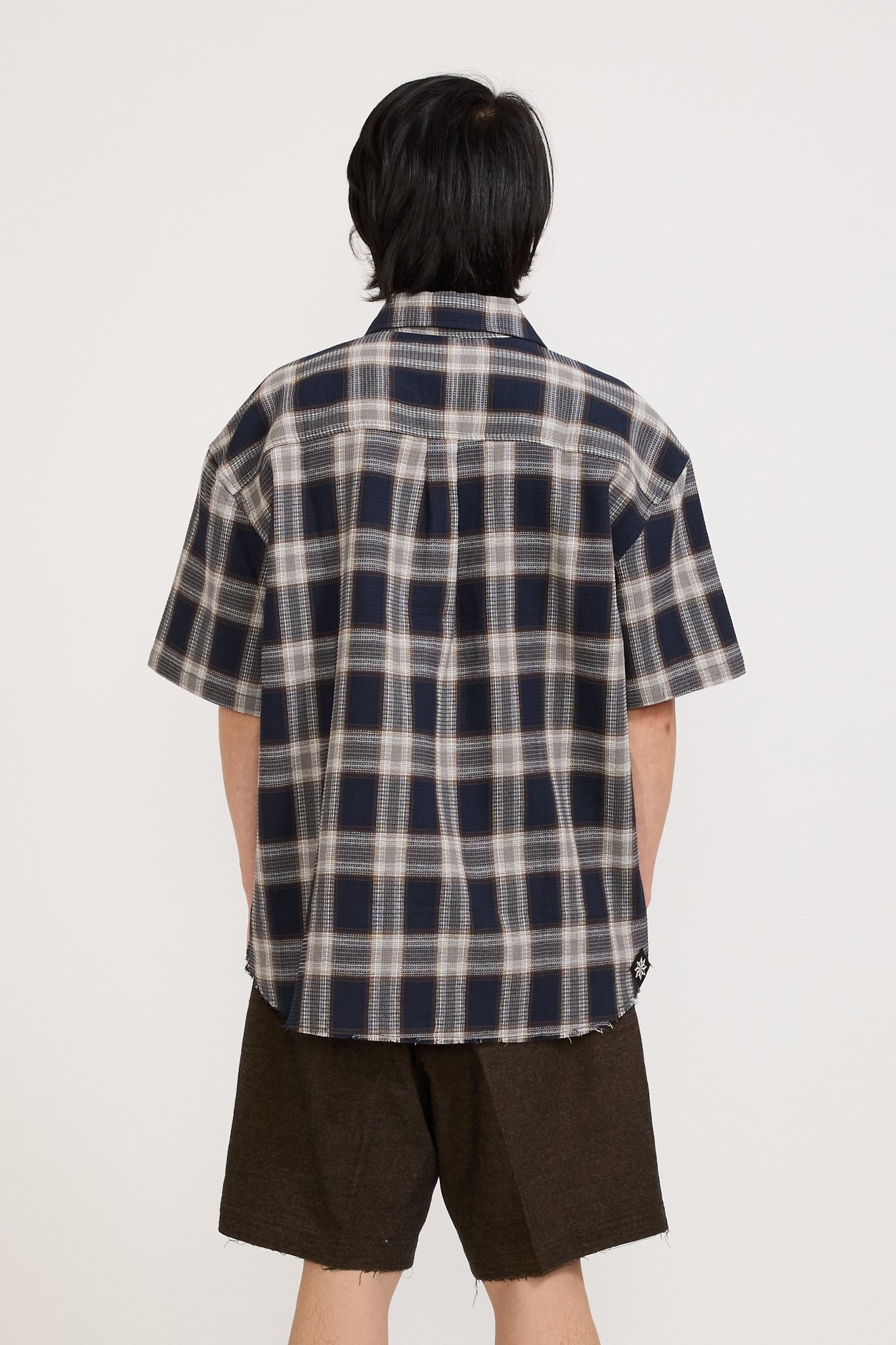 Beach Brains | Frayed SS Shirt Navy Plaid | Maplestore