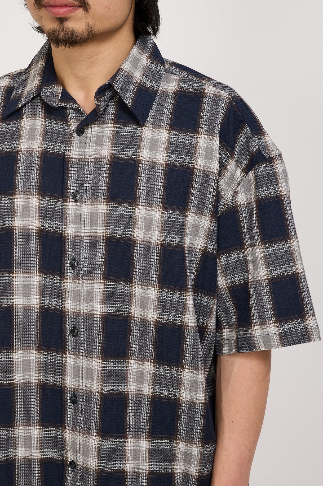 Beach Brains | Frayed SS Shirt Navy Plaid | Maplestore